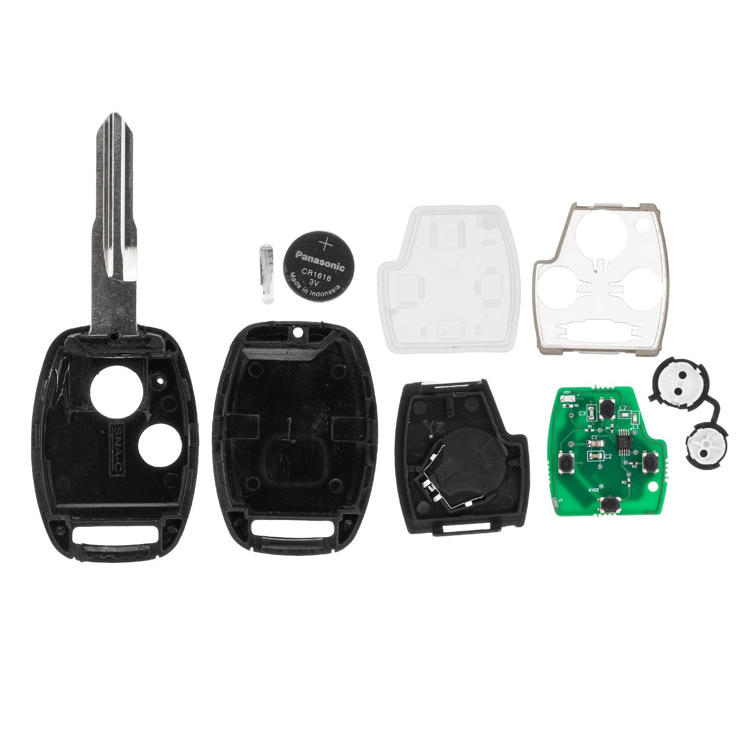 mt-key Schlüsseltasche 2 Tasten Auto Fernbedienung Funk Schlüssel 434MHZ (Set), für Honda Accord (2.4L VII, 02–07); CR-V (RD II, 01–06); Odyssey (