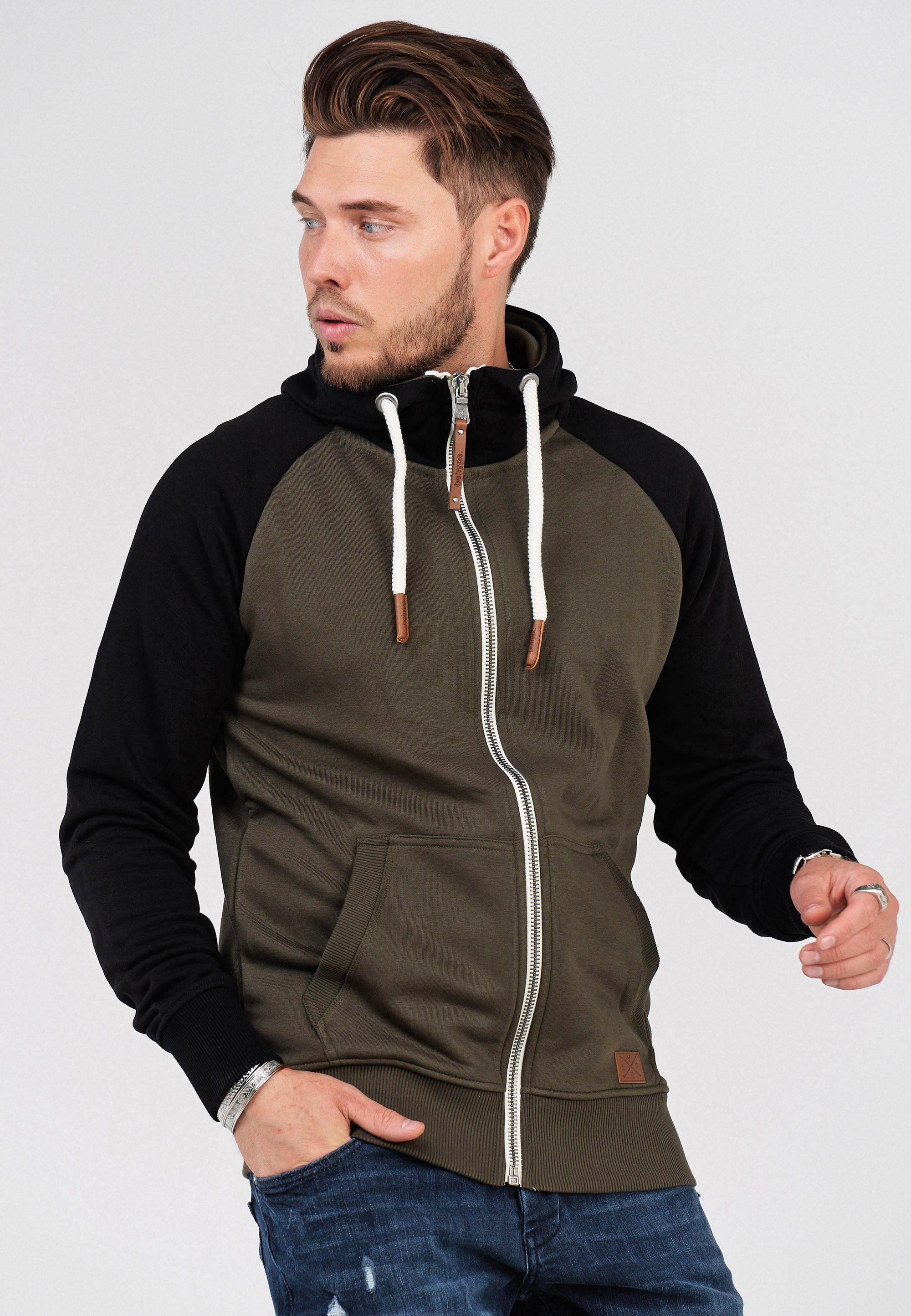 behype Sweatjacke HENRAY mit erhöhtem Kragen