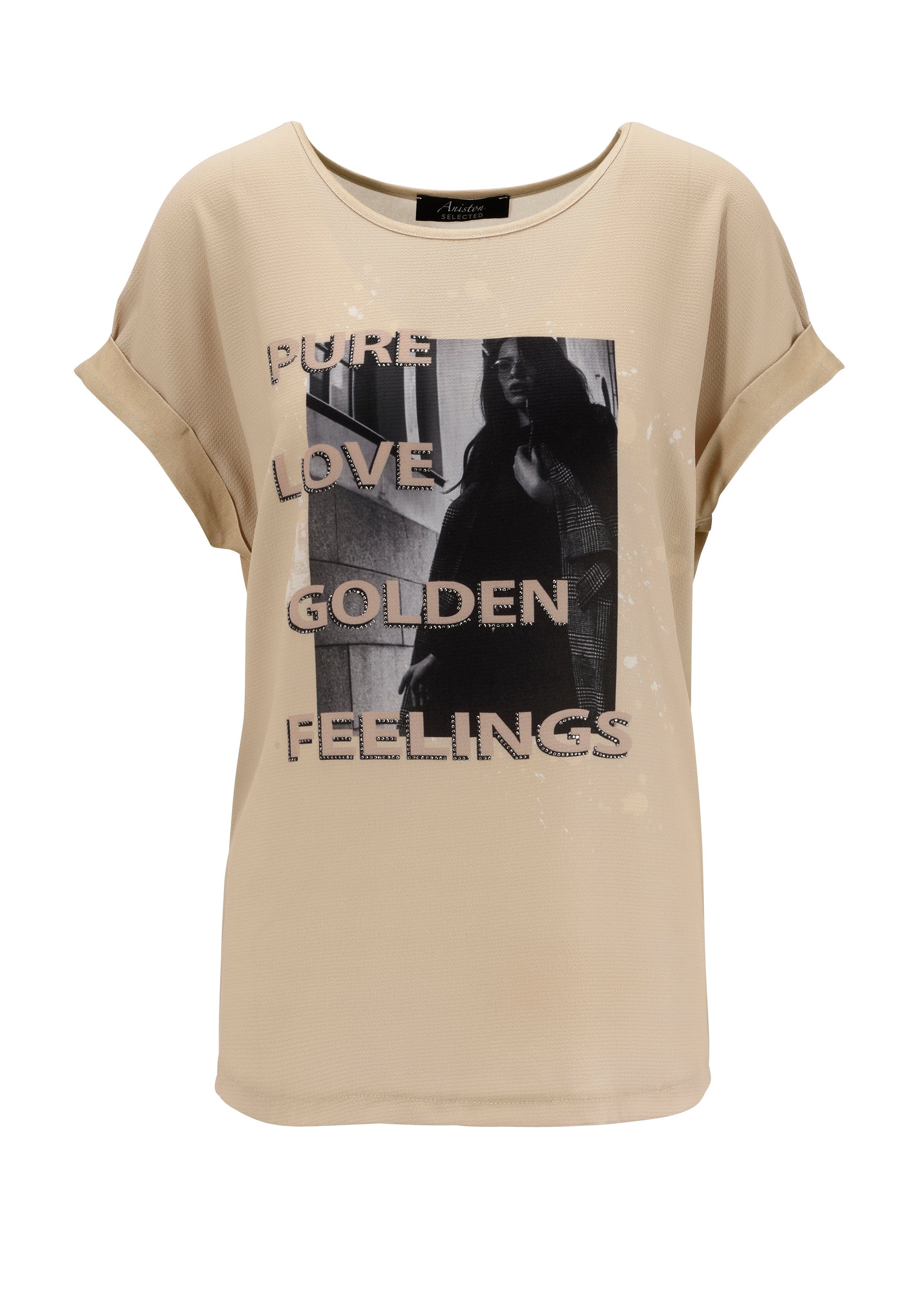Aniston SELECTED Shirtbluse mit NEUE Fotoprint Glitzersteinen und KOLLEKTION 
