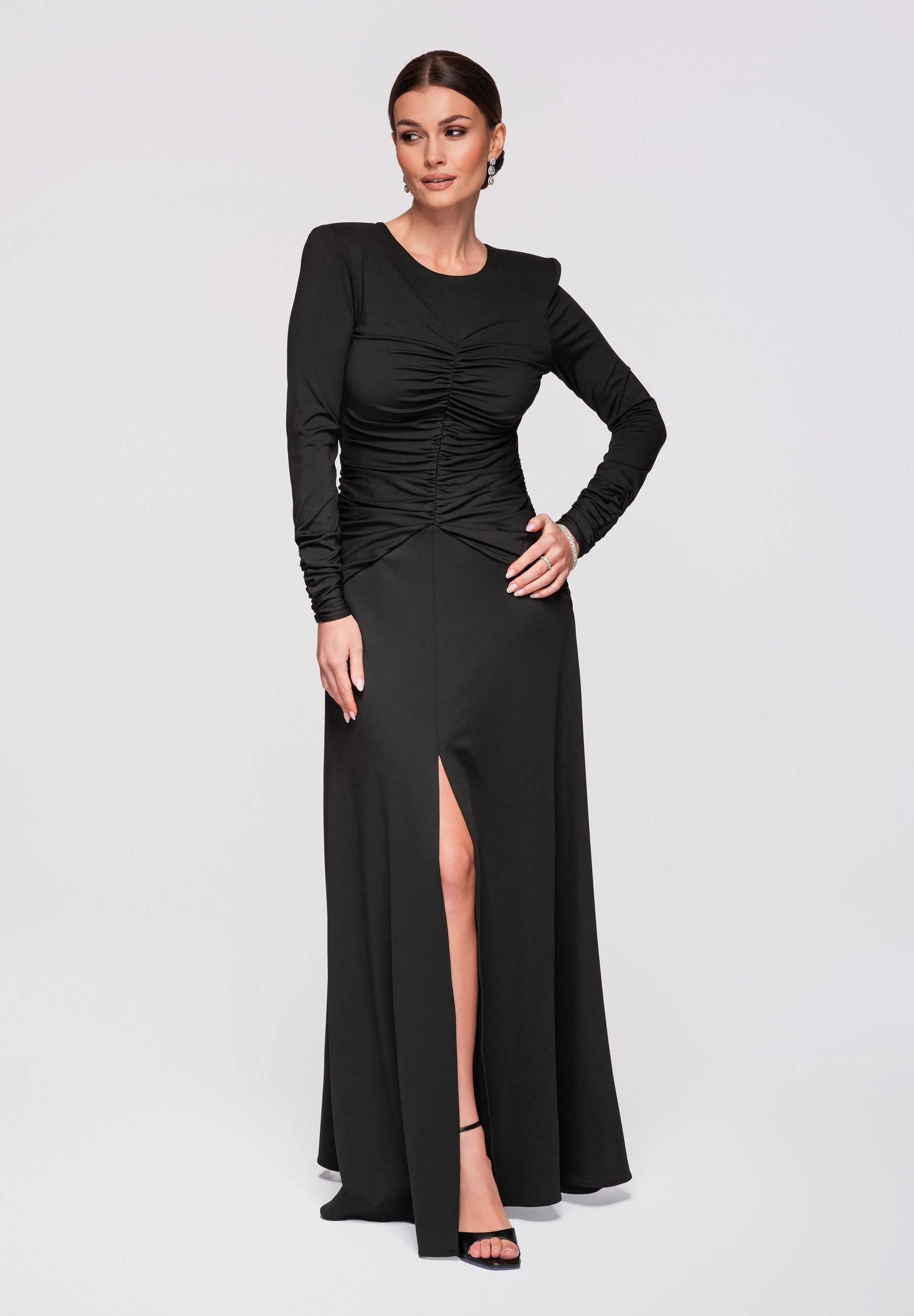 OMBRE Abendkleid Damen Abendkleid Maxikleid mit Rückenausschnitt Schwarz XL (kein Set, 1-tlg) in Unifarbe