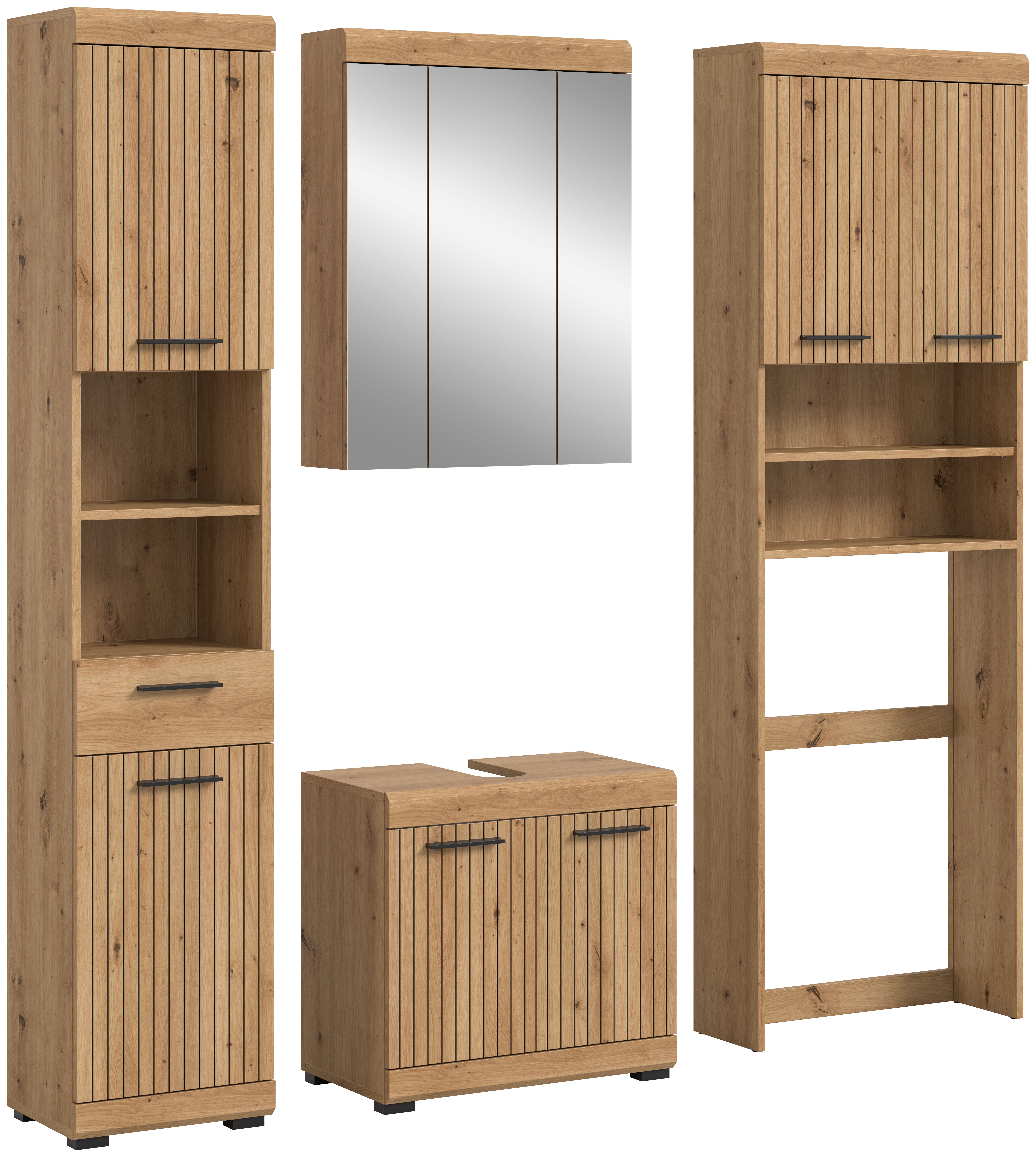 welltime Badmöbel-Set SIENA, 4 teilig, bestehend aus:, (Set, 4-St., TOPSELLER), Hochschrank, WBU, Spiegelschrank, Waschmaschinenumbauschrank