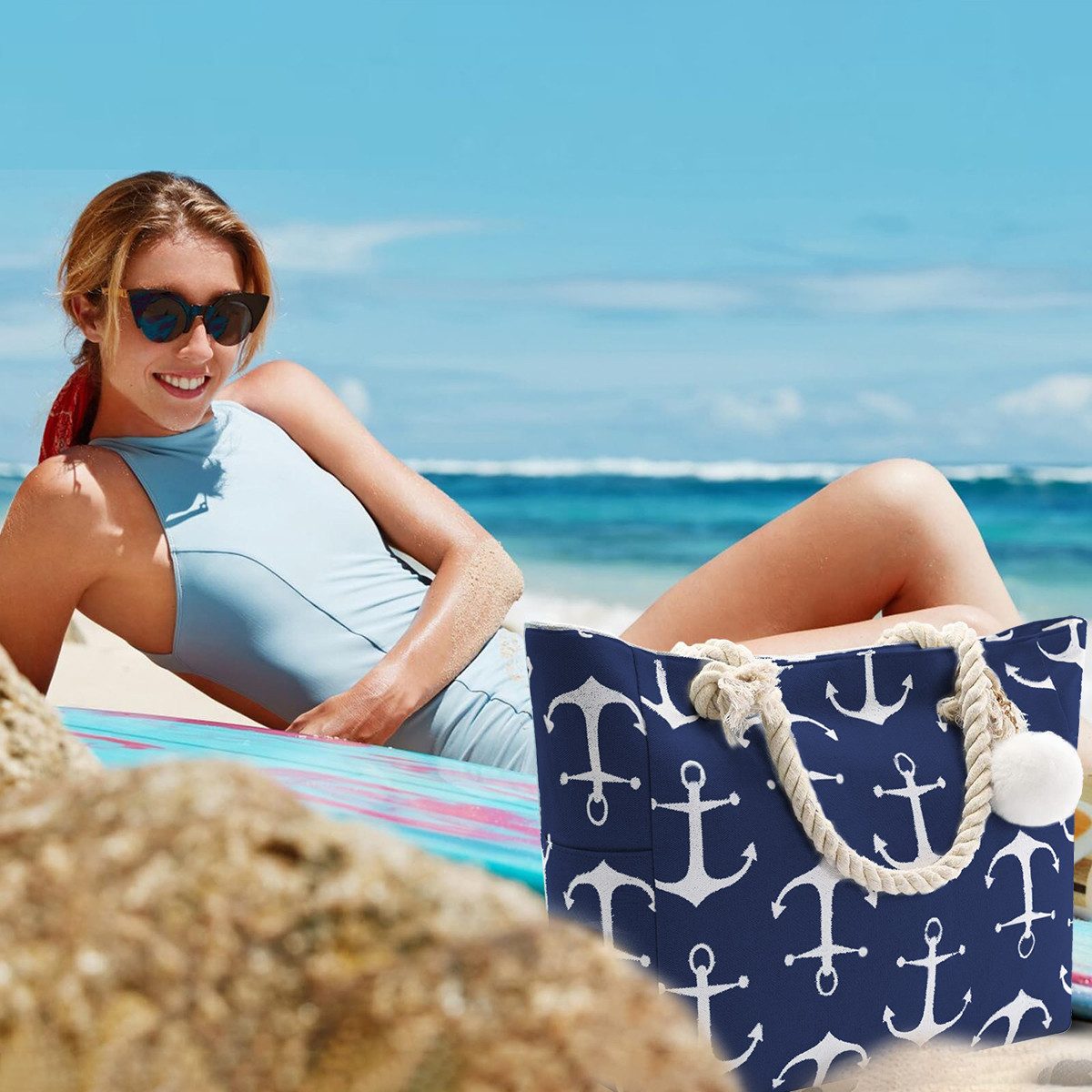 ZEUOPQ Strandtasche Strandtasche Badetasche Damen Familie günstig online kaufen