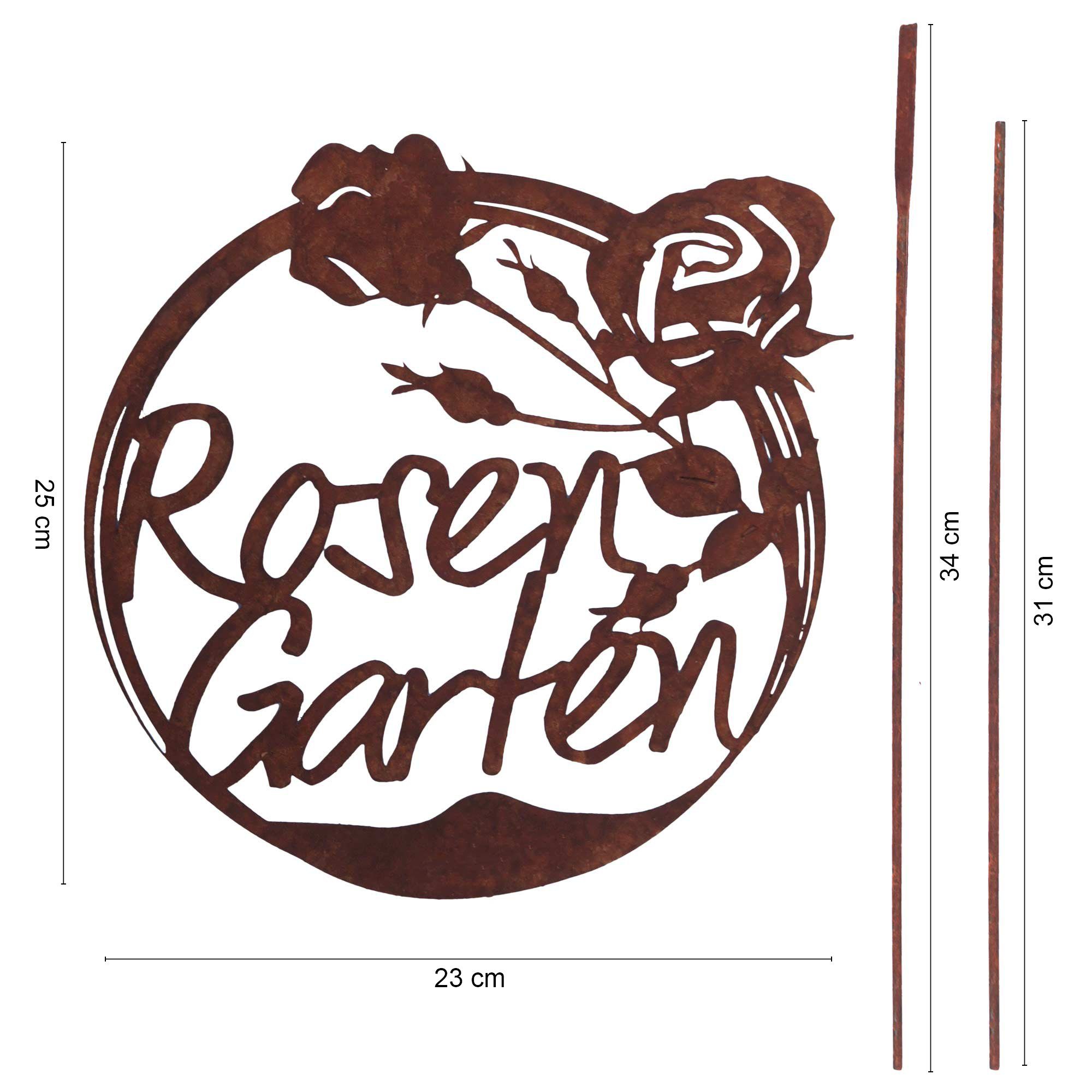 Rosengarten Roststecker UNUS Gartenstecker (1-St) Schild GARDEN