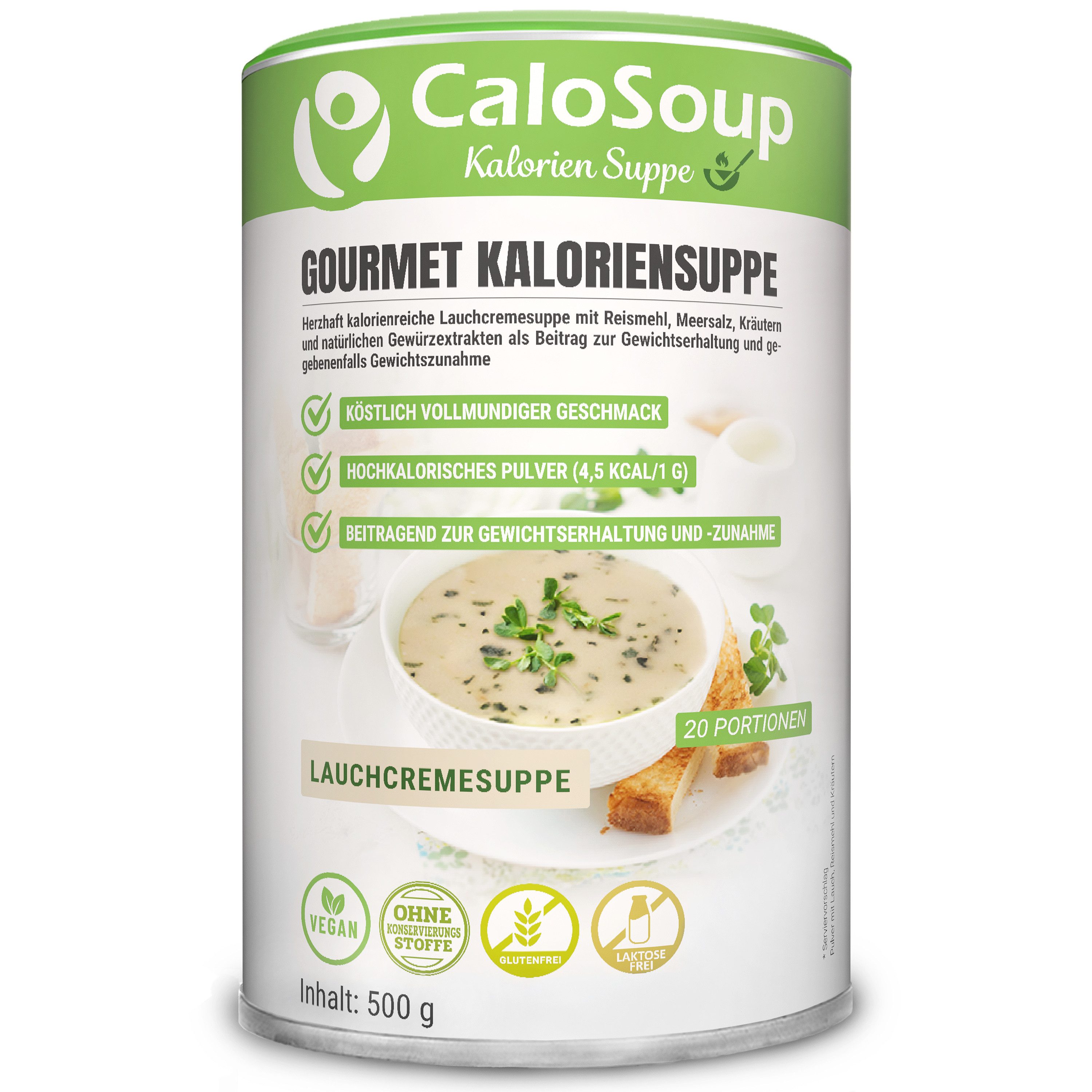 CaloVital Zunehmen durch Kartoffel- oder Lauchcremesuppe hochkalorische Suppen Pulver, 500 g