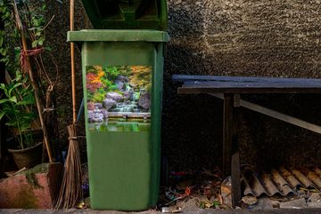 MuchoWow Wandsticker Steine - Wasser - Bäume - Japanisch - Botanisch (1 St), Mülleimer-aufkleber, Mülltonne, Sticker, Container, Abfalbehälter