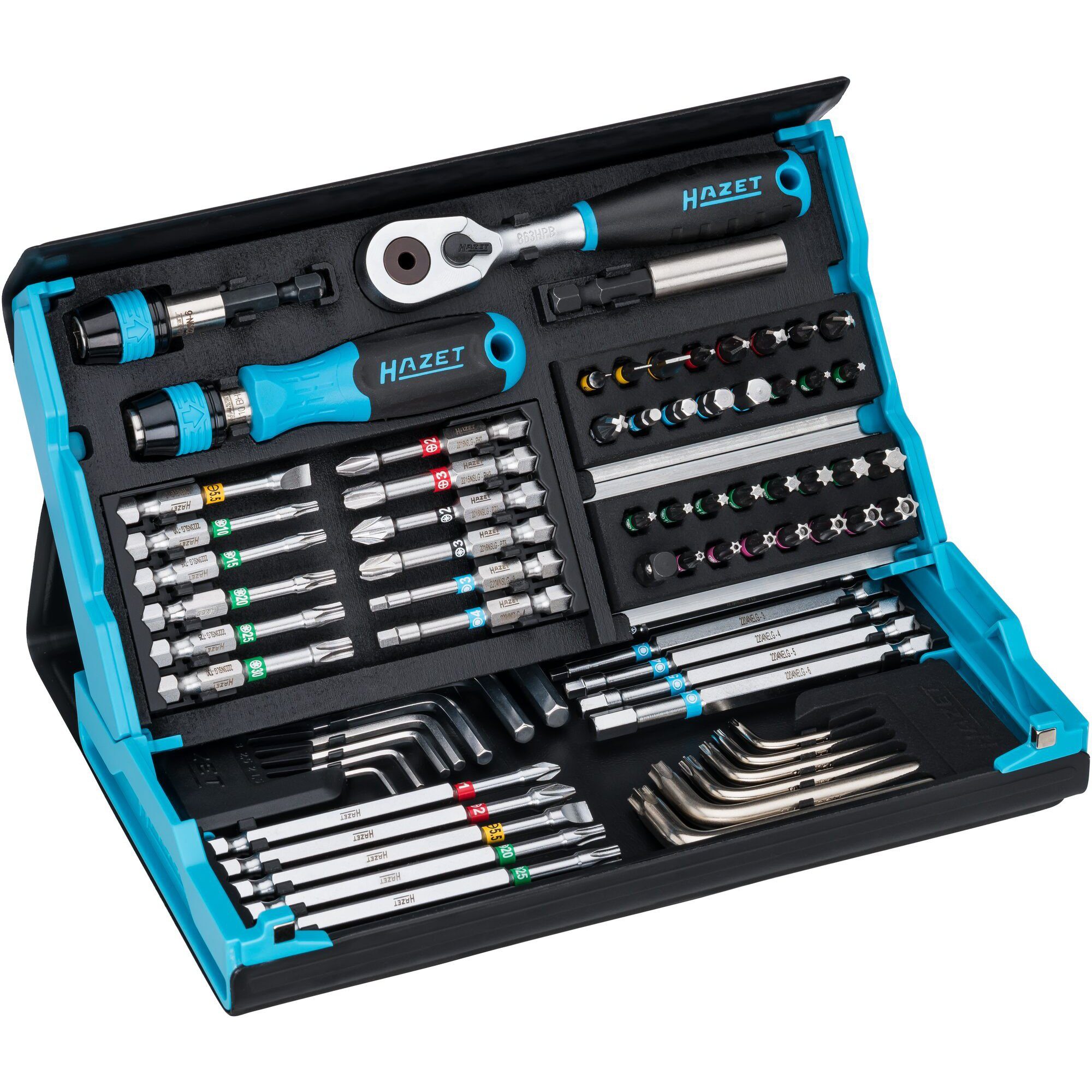 Bohrer- und Bitset Hazet SmartCase Bit-Satz 2200SC-31, 73-teilig