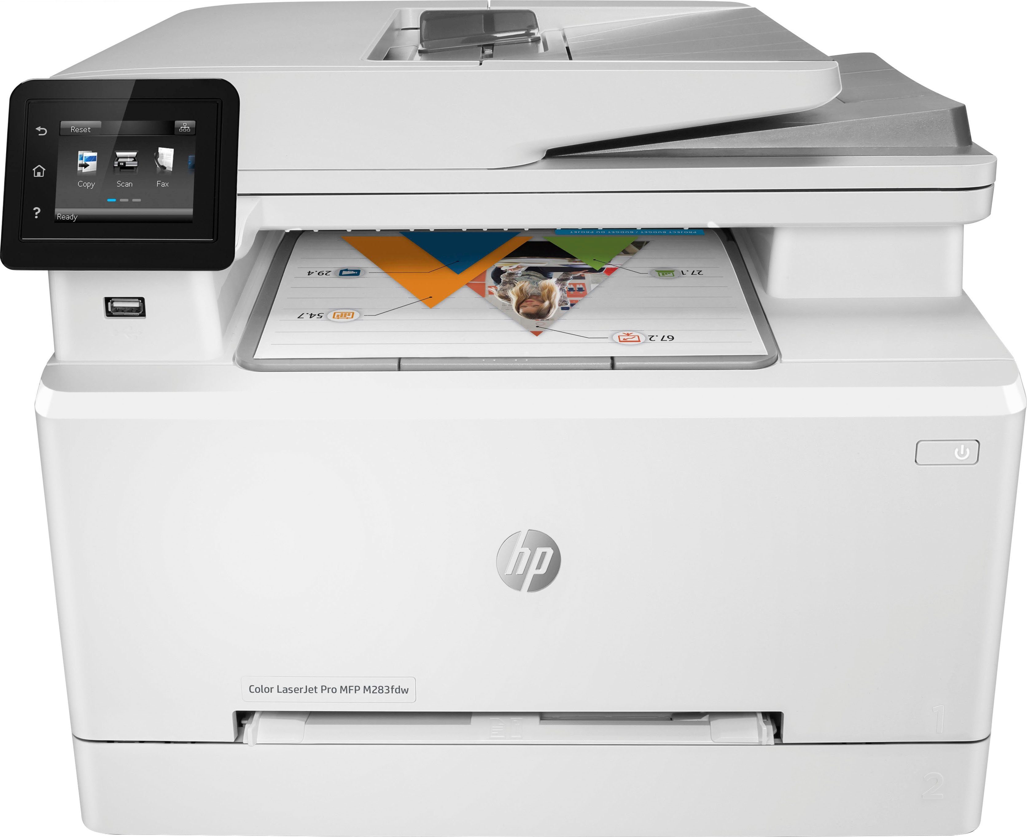 HP Color LaserJet Pro MFP M283fdw Multifunktionsdrucker, (LAN (Ethernet),  WLAN (Wi-Fi), Wi-Fi Direct, HP)