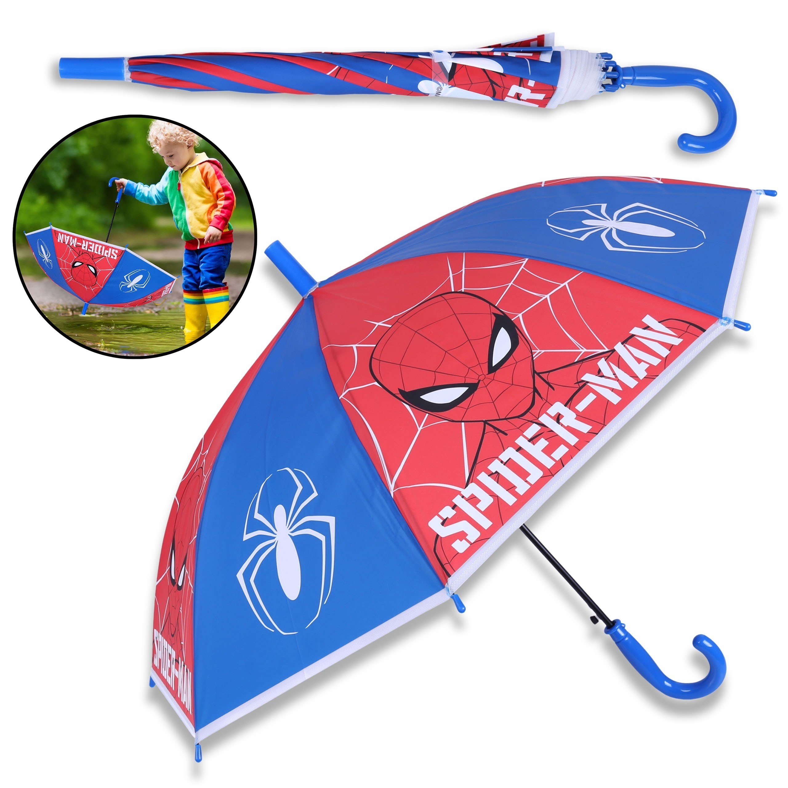 Sarcia.eu Stockregenschirm Rot-blauer Jungen-Regenschirm mit blauem Handgriff SPIDERMAN