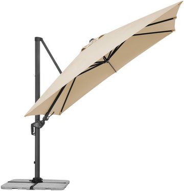 Schneider Schirme Ampelschirm Rhodos Twist, LxB: 300x300 cm, Inkl. Plattenständer (o. Platten) & Schutzhülle, natur, quadratisch, ohne Wegeplatten