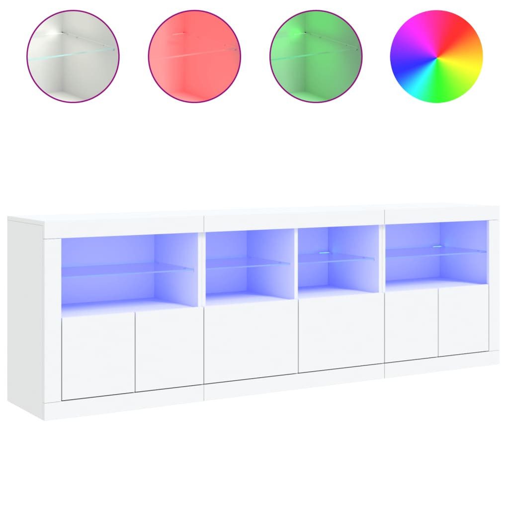 vidaXL Sideboard NA Sideboard mit LED Beleuchtung Weiß 202x37x67 cm modernes Möbel für