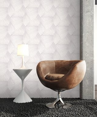 Newroom Vliestapete, Taupe Grafiktapete Grafik Leicht Glänzend - Grau Beige Glamour Modern Dreiecke Muster für Büro Diele/Flur Schlafen