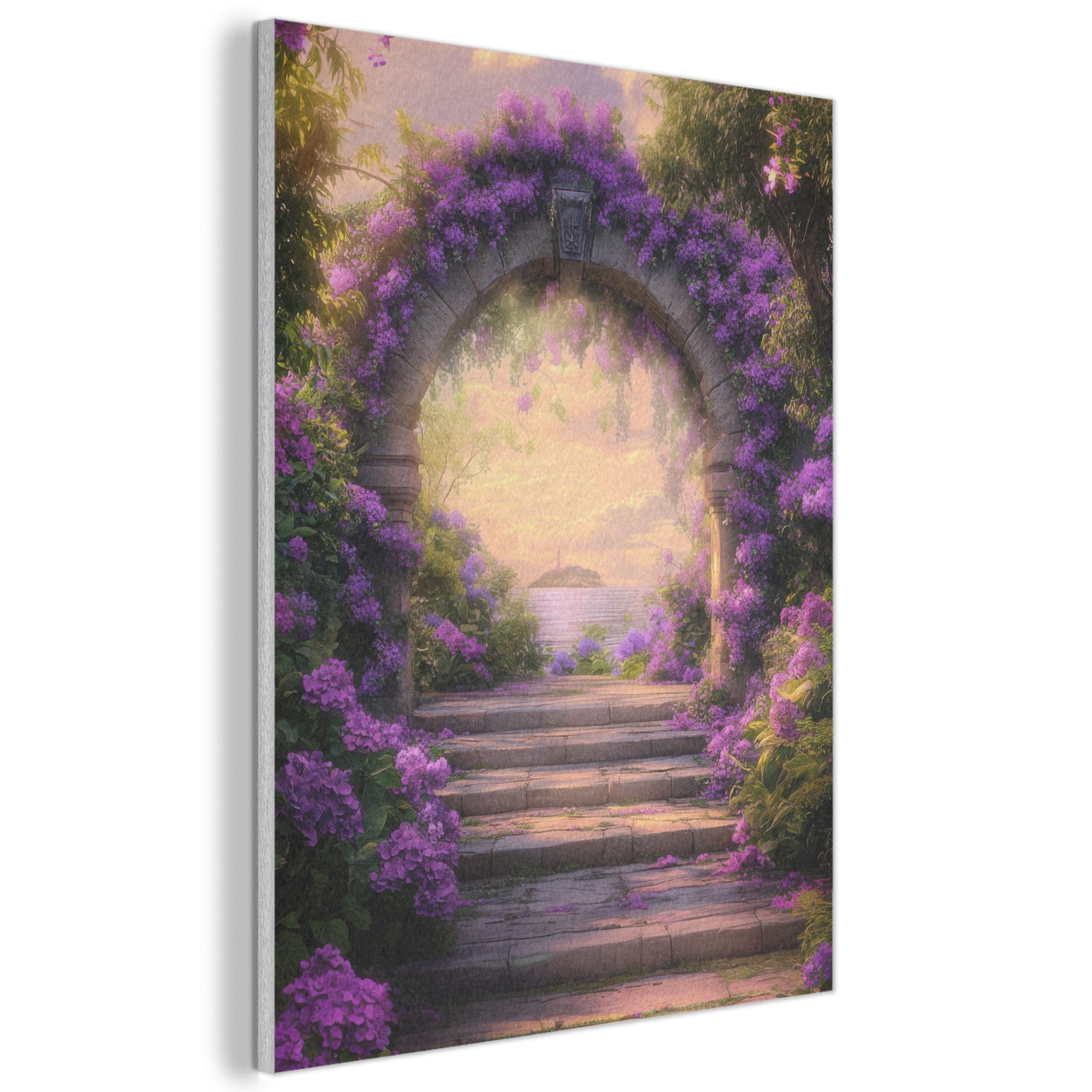 MuchoWow Картина Tor - Lila - Blumen, Fotodruck (1 St), Akustikpaneele, Wandpaneele, Schalldämmung, Akustikbilder 30x40 cm