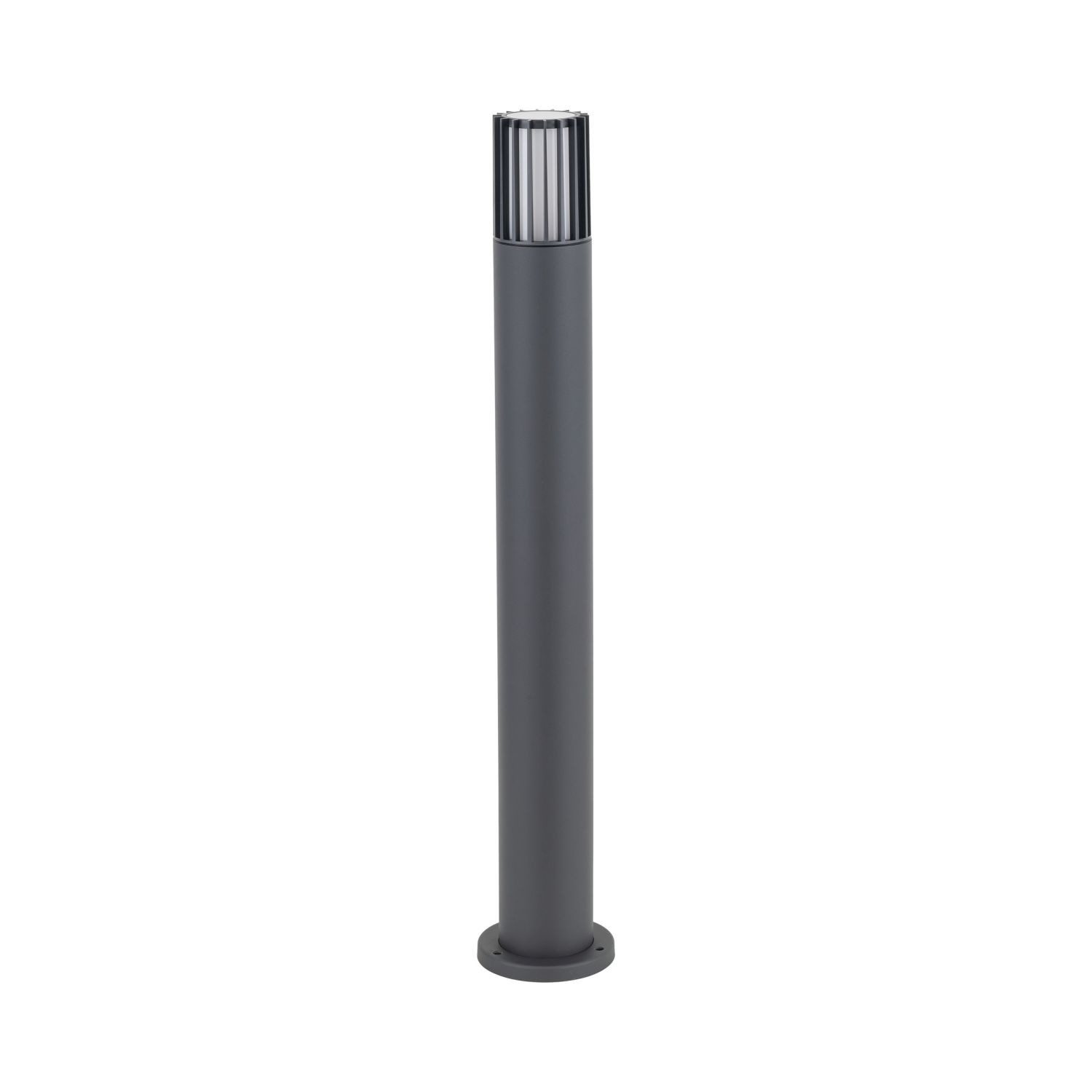 Licht-Erlebnisse Pollerleuchte LUNIS, ohne Leuchtmittel, Aluminium 80 cm IP54 Grau Weiß E27 rund Modern