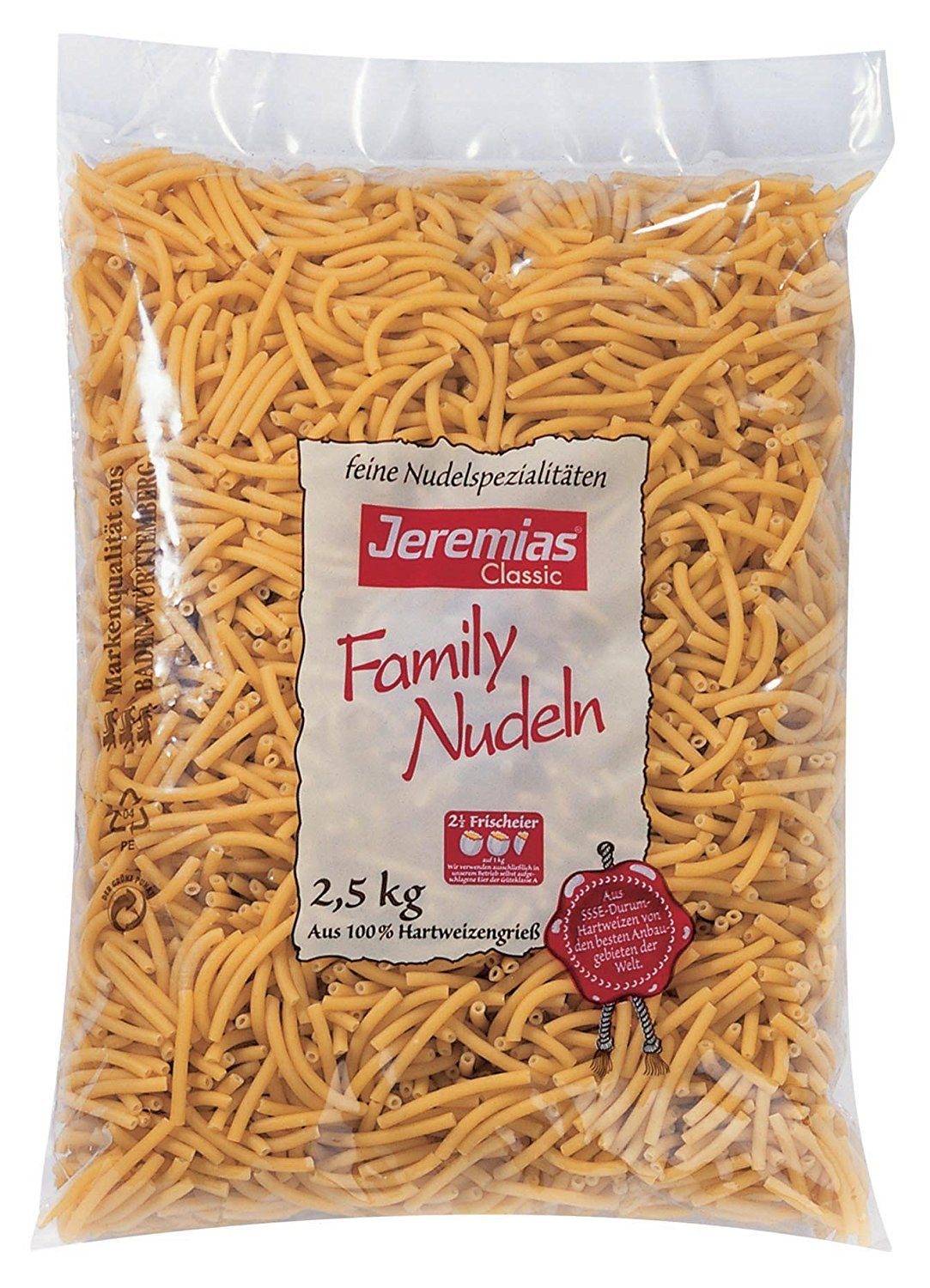 Jeremias Nudeln, Jeremias Classic Family Nudeln Makkronelli mit Frischei 2500g