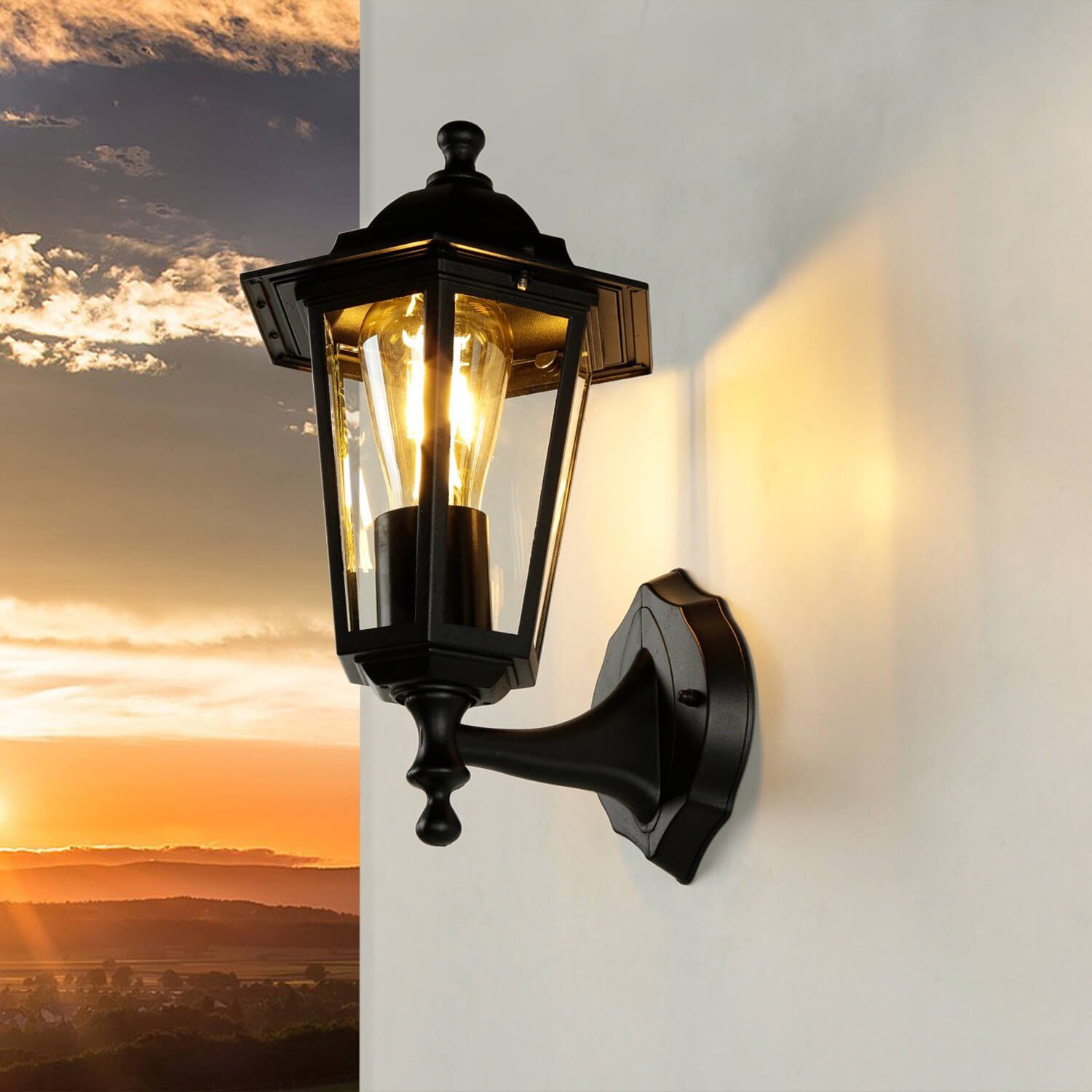 LichtErlebnisse AußenWandleuchte »PARIS«, Außen Wandlampe Schwarz