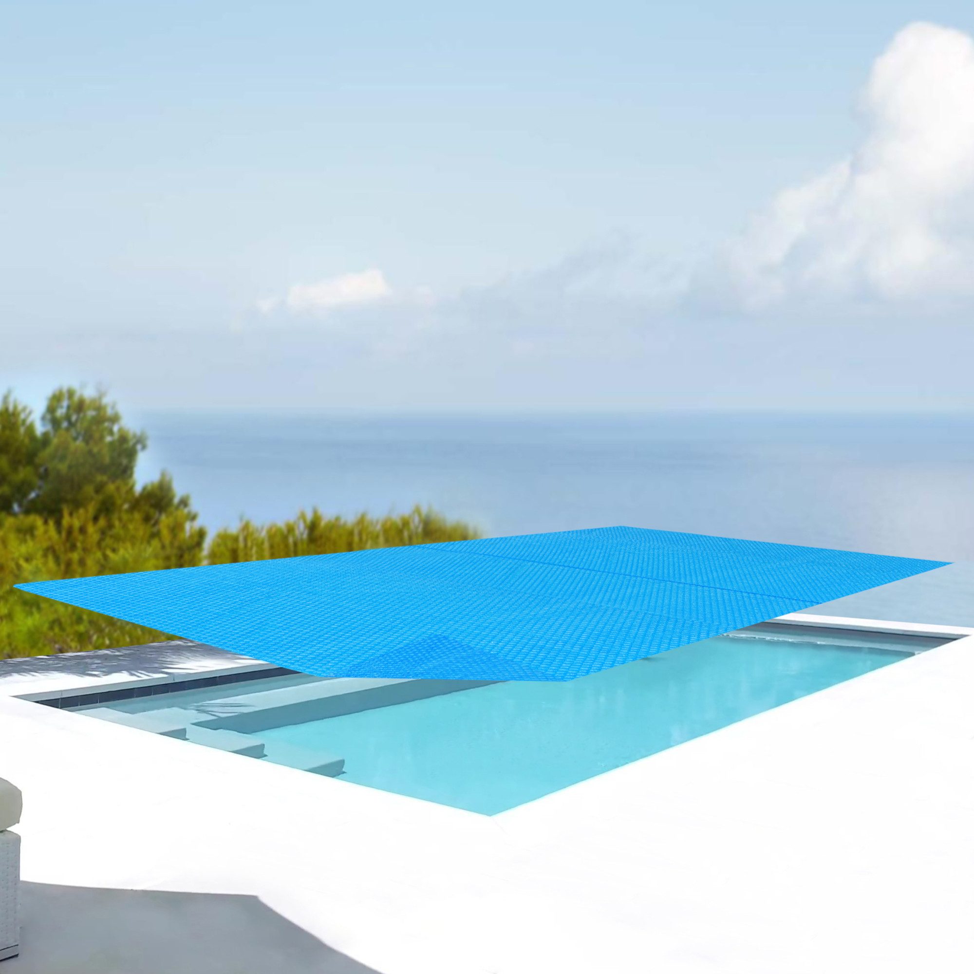 en.casa Pool-Abdeckplane, Solar Poolabdeckung aus PE eckig 260 x 160 cm Blau
