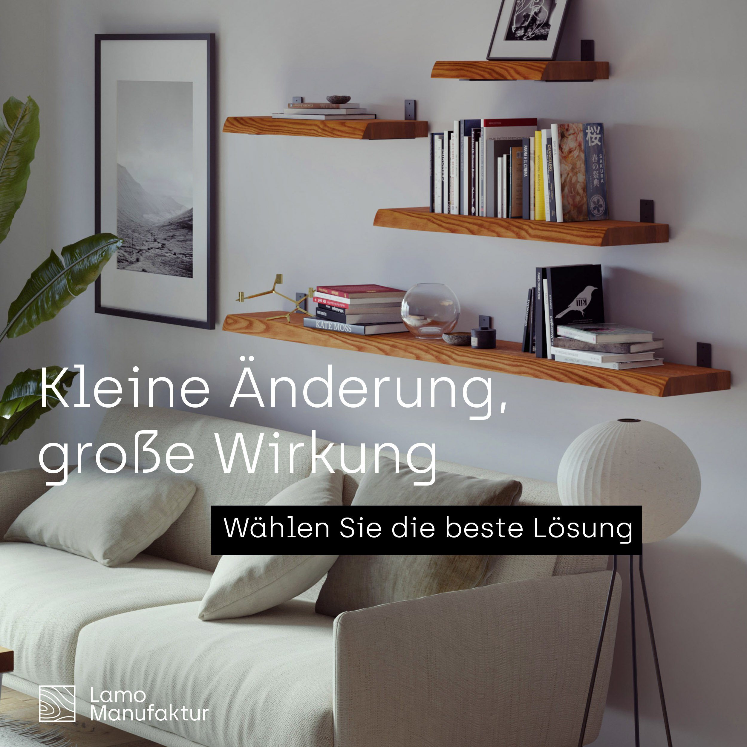 LAMO Manufaktur Wandregal Holz Baumkante Regal günstig online kaufen