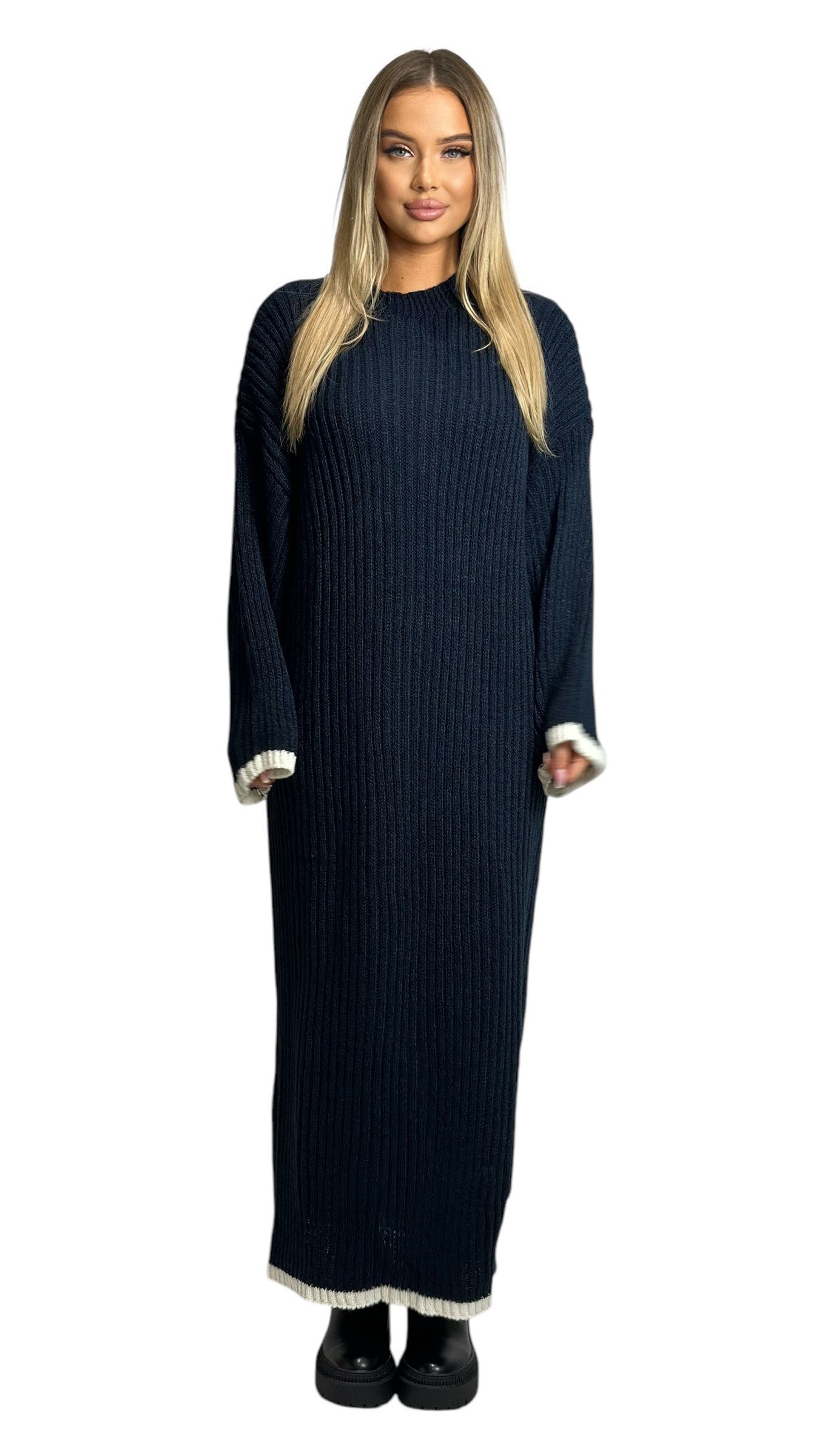 Mississhop Strickkleid Strickkleid Kleid gestrickt lang M.383 (1-tlg) günstig online kaufen