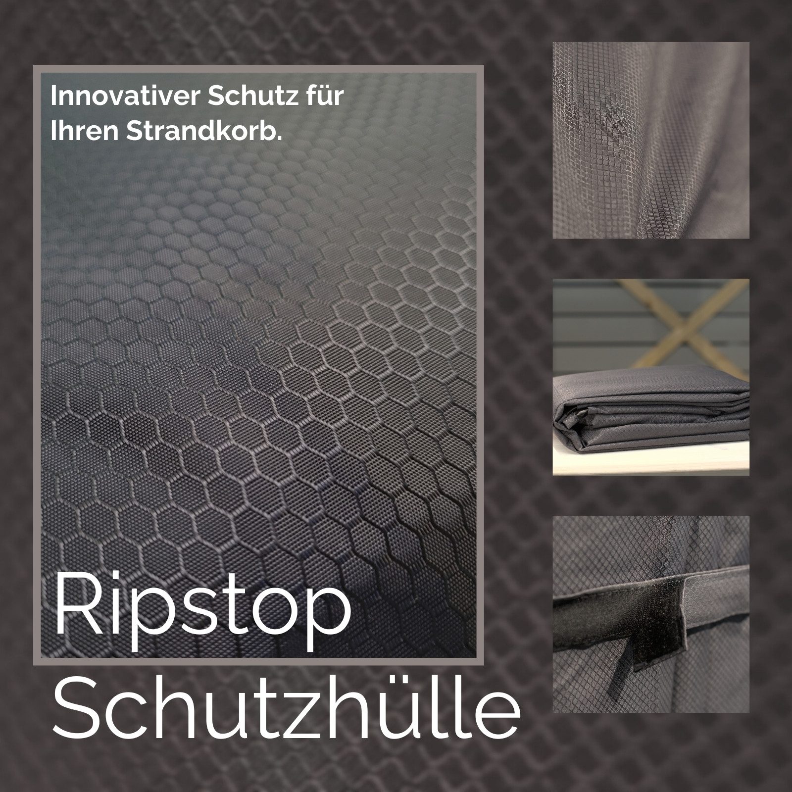 Strandkorb Hanse Strandkorb-Schutzhülle Strandkorb Schutzhülle 142cm breit - Premium Ripstop (1-St., Premium Strandkorb Schutzülle), Klettverschluss, Atmungsaktiv, wetterfest, UV-beständig, wasserfest