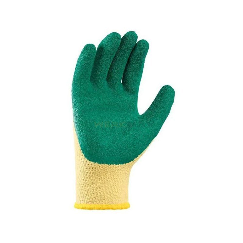 Gedikum Arbeitshandschuhe Baumwoll-Polyester-Handschuh Montagehandschuhe Paar, (1 Winter-Arbeitshandschuhe in grün Latexbeschichtung Feinstrickhandschuhe L) mit Größe (L)