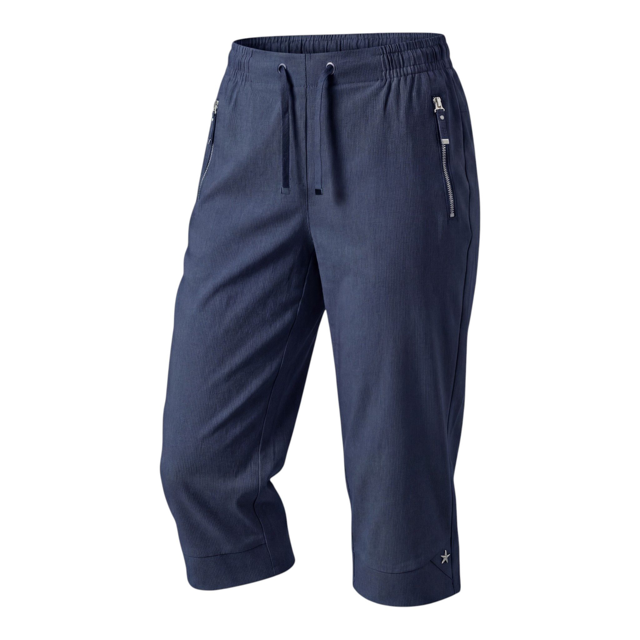 Caprihose Damen Sommerhose Nadelstreifen 7/8 Freizeithose mit Gummibund