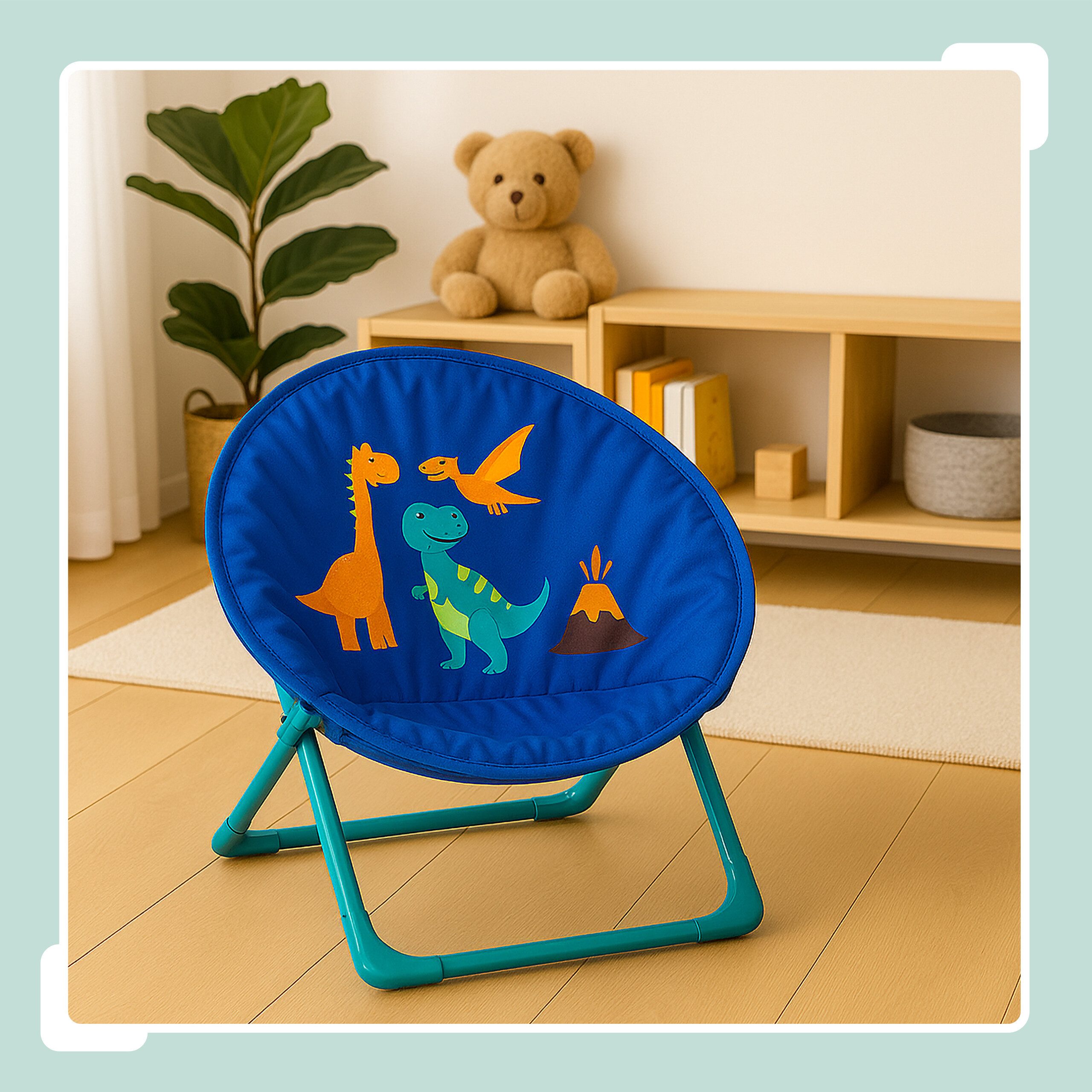 relaxdays Campingstuhl Faltbarer Moonchair für Kinder, Dino