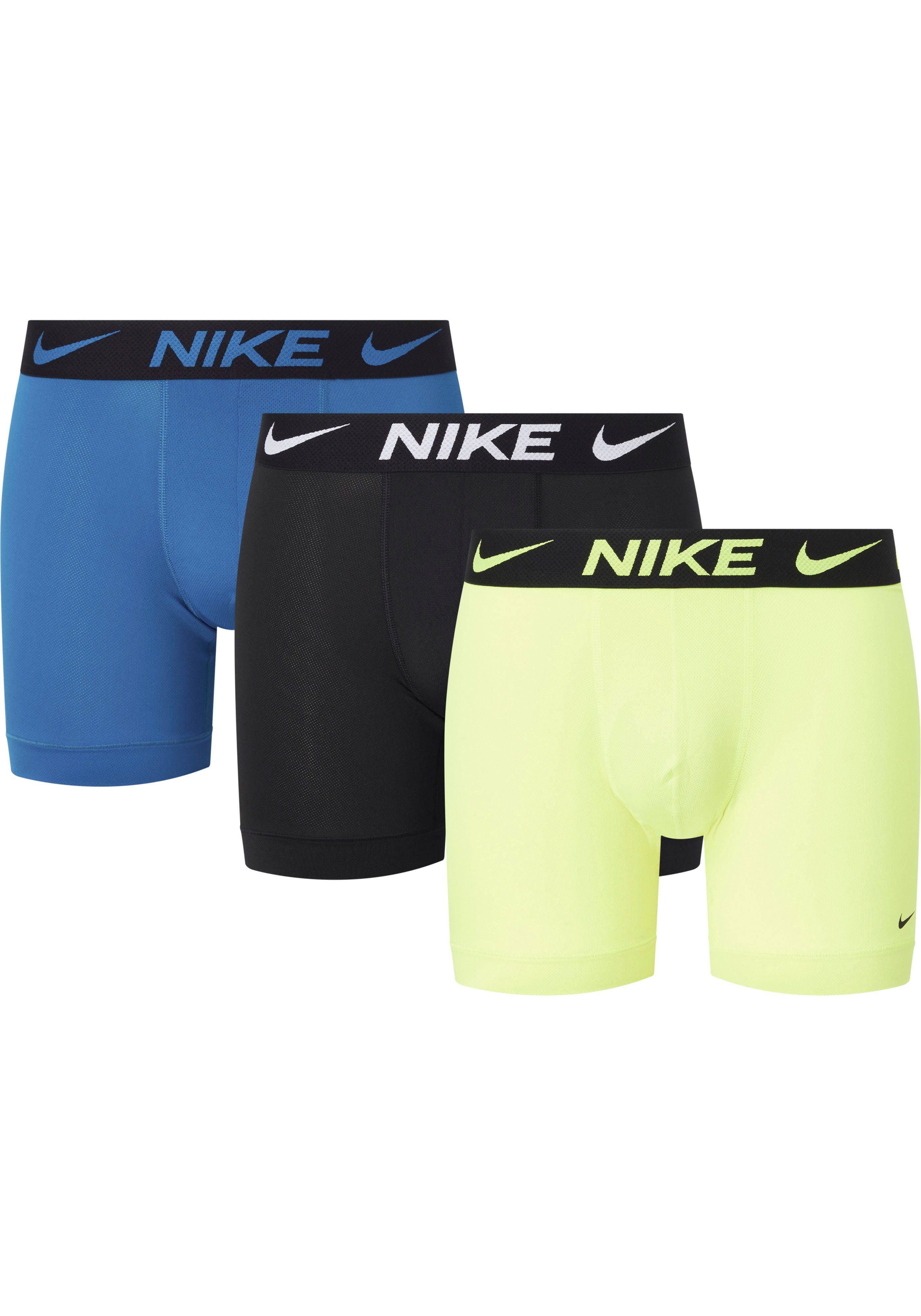 NIKE Underwear Boxer BOXER BRIEF 3PK (Packung, 3-St., 3er-Pack) mit elastischem Logobund VOLT/GREEN-ABYSS/BLACK
