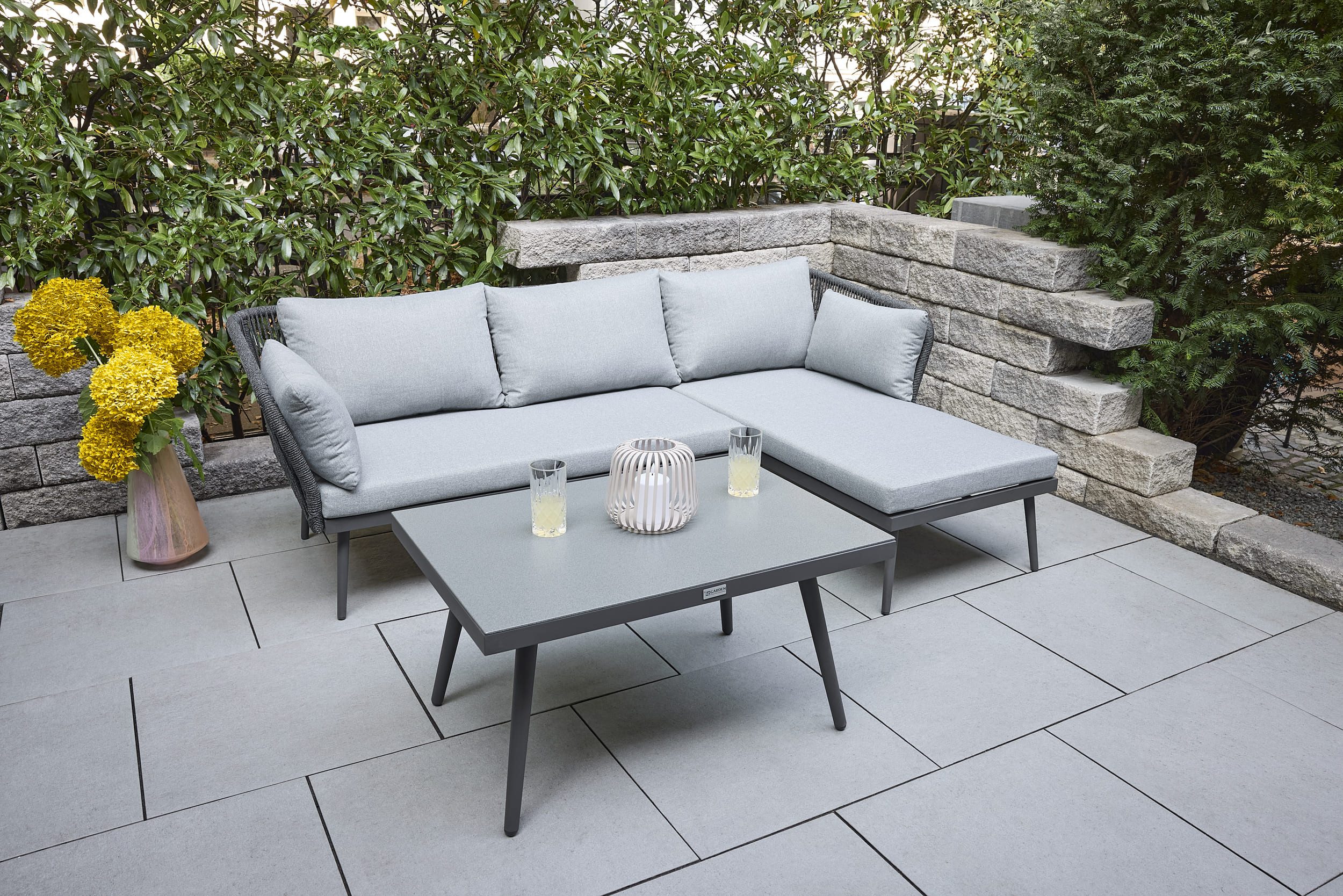 LC Garden Eckbankgruppe »Sunera« Gartenlounge Set 3tlg. dunkelgrau Rope Loungeset