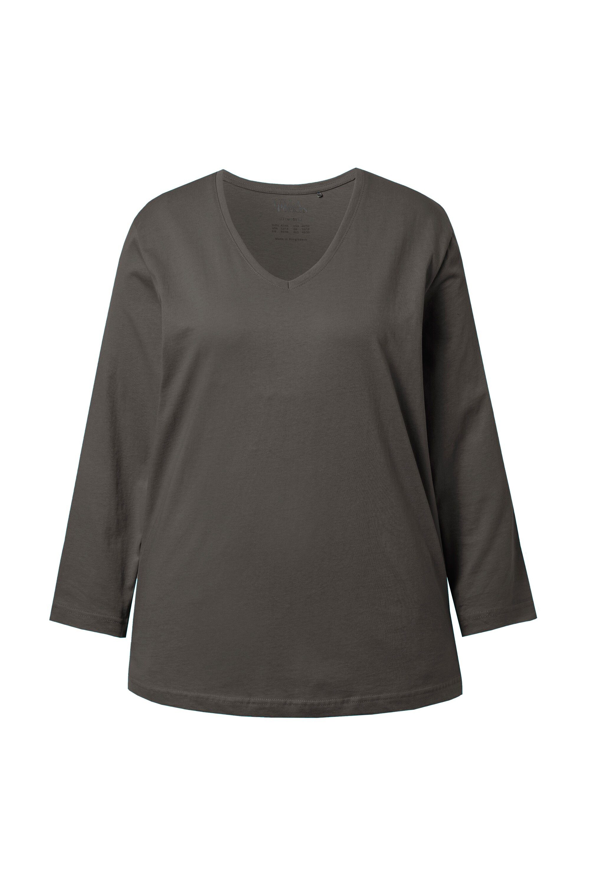 Ulla Popken T-Shirt Shirt V-Ausschnitt Relaxed Langarm günstig online kaufen