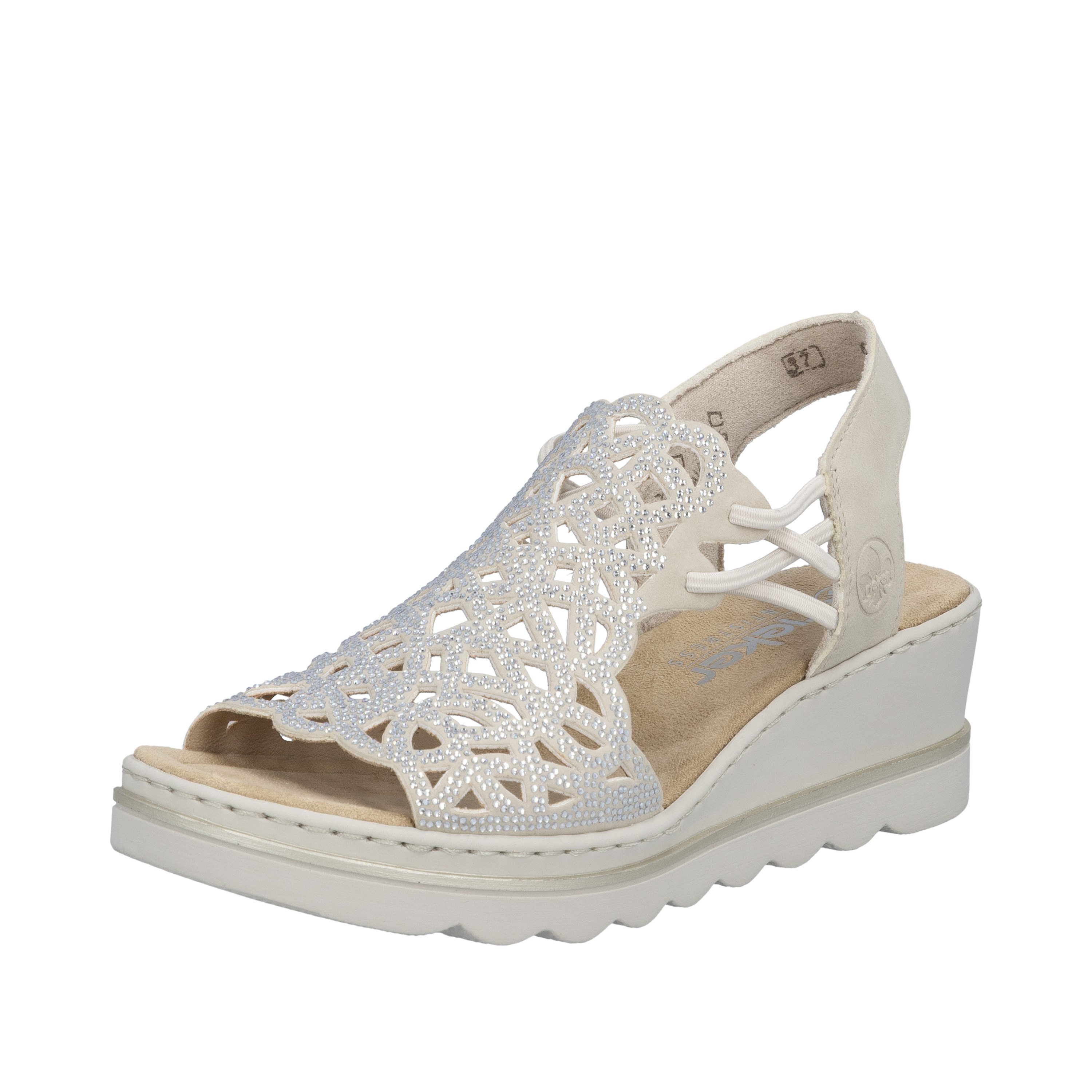Rieker Keilsandalette Sommerschuh, Plateausandale, Schlupfschuh mit Schmucksteinchen