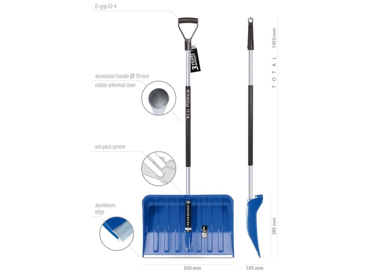 Prosperplast Schneeschieber ALPINUS ALUTUBE, 55 cm Arbeitsbreite, mit 145 cm langem Stiel, mit Aluminiumkante am Schieber