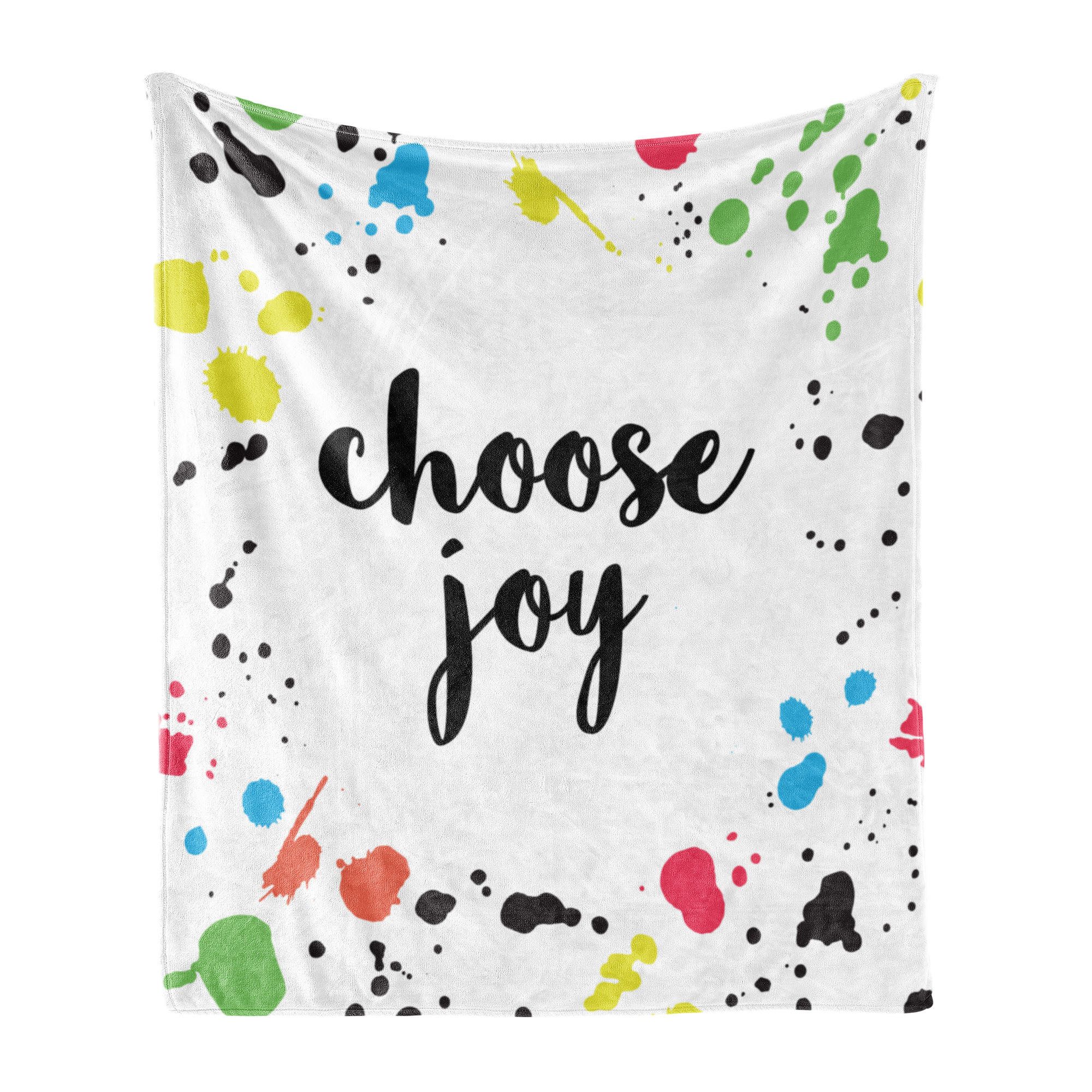 Wohndecke Gemütlicher Plüsch für den Innen- und Außenbereich, Abakuhaus, wählen Sie Joy Typografische Theme Blots