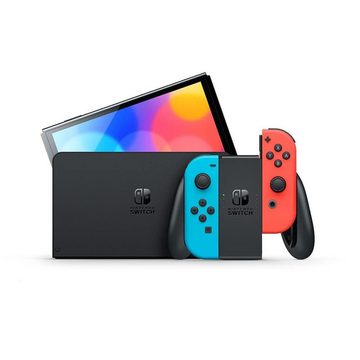 Nintendo Switch OLED Modell Konsole schwarz neon-blau-rot Handheld Spielekonsole (inkl. Joy-Con)