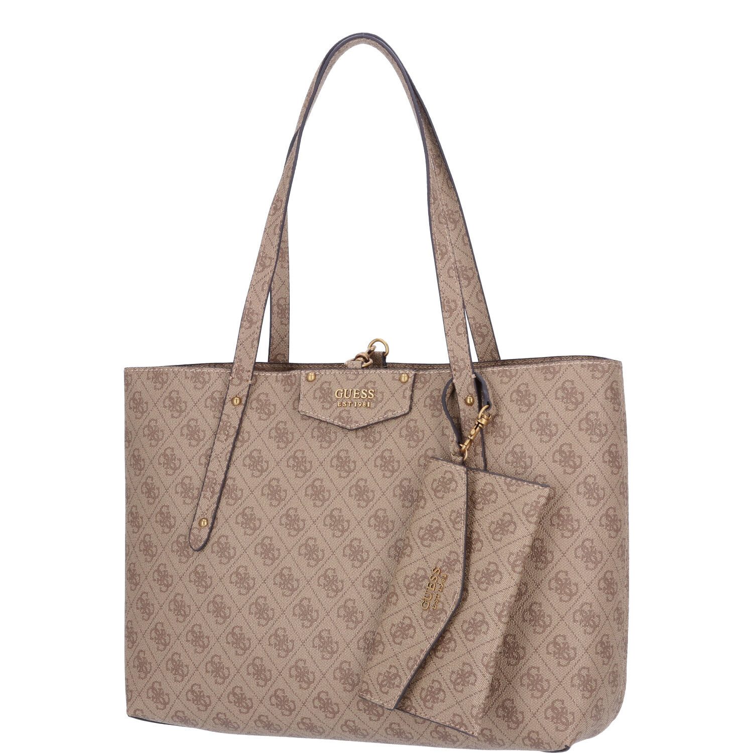 Guess Umhängetasche GUESS Damen Schultertasche Eco Brenton Latte Logo (1, 1-tlg., 1)