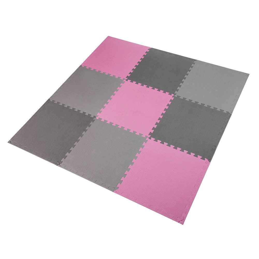 ONE FITNESS Puzzle Unterlegmatte Schutzmatte Kraftsport, 9 Puzzleteile, rutschfest, schalldämpfend, 10 mm EVA, 9 Elemente