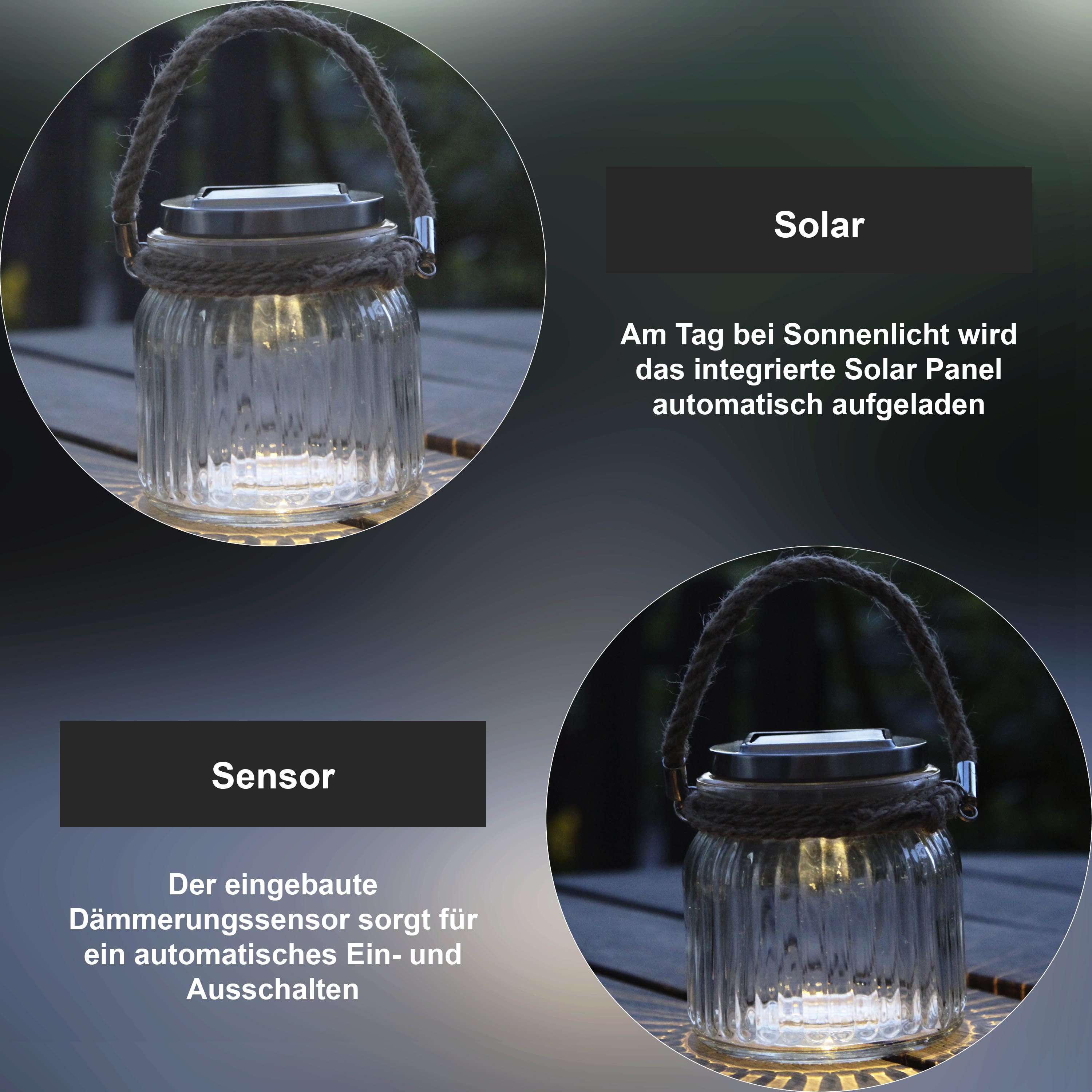 STAR TRADING LED Solarleuchte Jamjar, Solar-Tischdeko, Tischleuchte Jamjar Outdoor