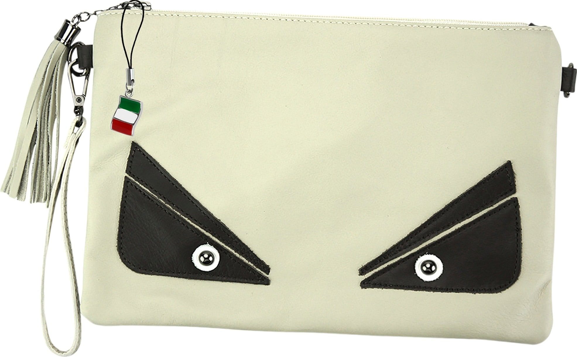 FLORENCE Handgelenktasche D2OTF805X Florence Damen Umhängetasche Echtleder (Handgelenktasche, Handgelenktasche), Jugend, Damen Tasche Echtleder beige, weiß, schwarz, Made-In Italy