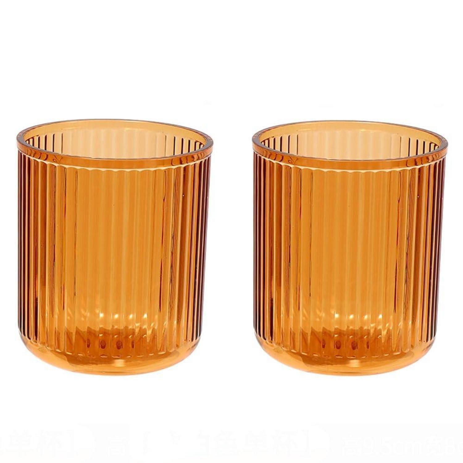 LuxusKollektion Zahnputzbecher Badezimmer-Becher 2er-Set Bernstein unzerbrechlich, (2-St)
