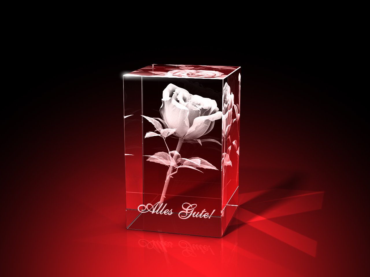 Rose unvergänglich Dekofigur eine realistische Glas 3D im GLASFOTO.COM