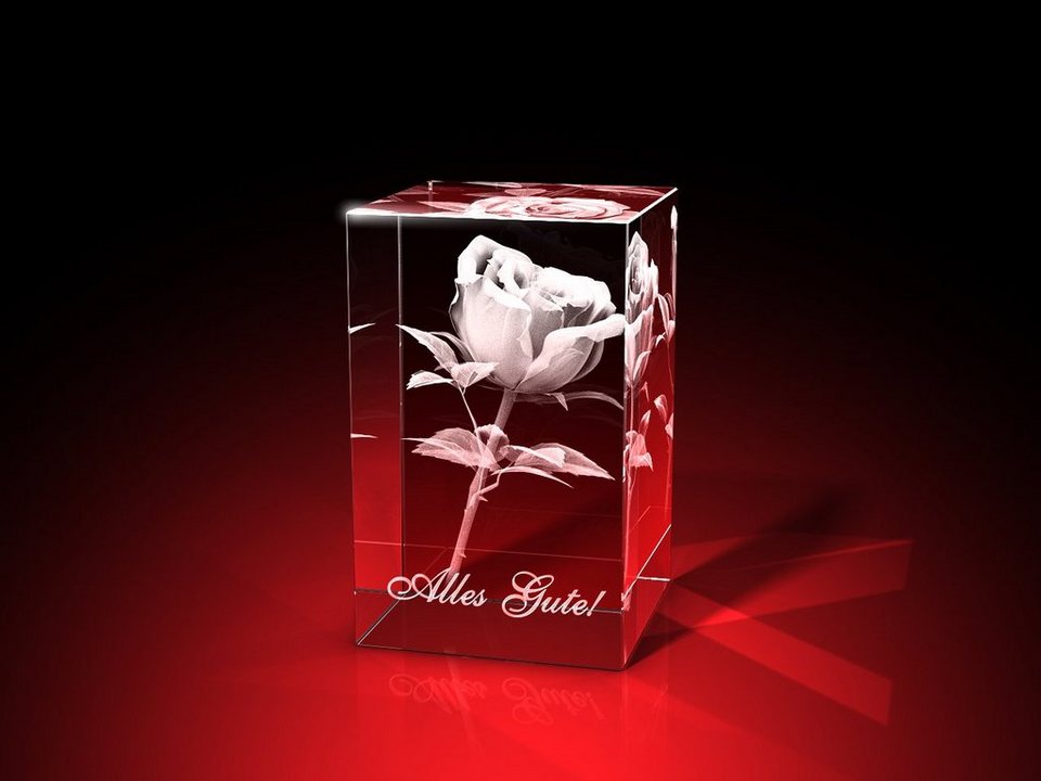 GLASFOTO.COM Dekofigur eine realistische 3D Rose unvergänglich im Glas