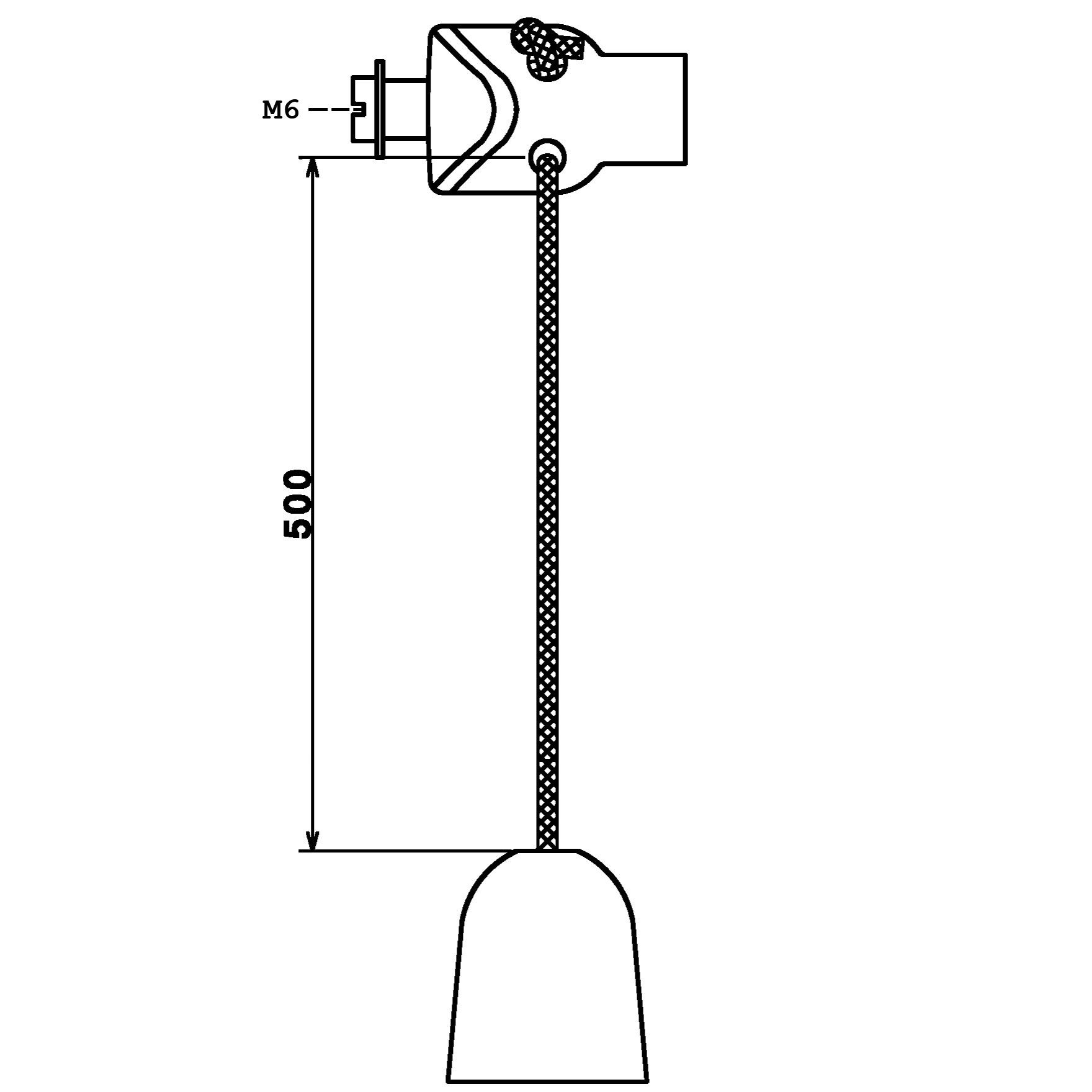 ASSA ABLOY Griff Garagentor Innengriff – für 9 mm Vierkant – mit Seil & Bommel (1-St), inkl. M6 Schraube – Bild 2 von 5
