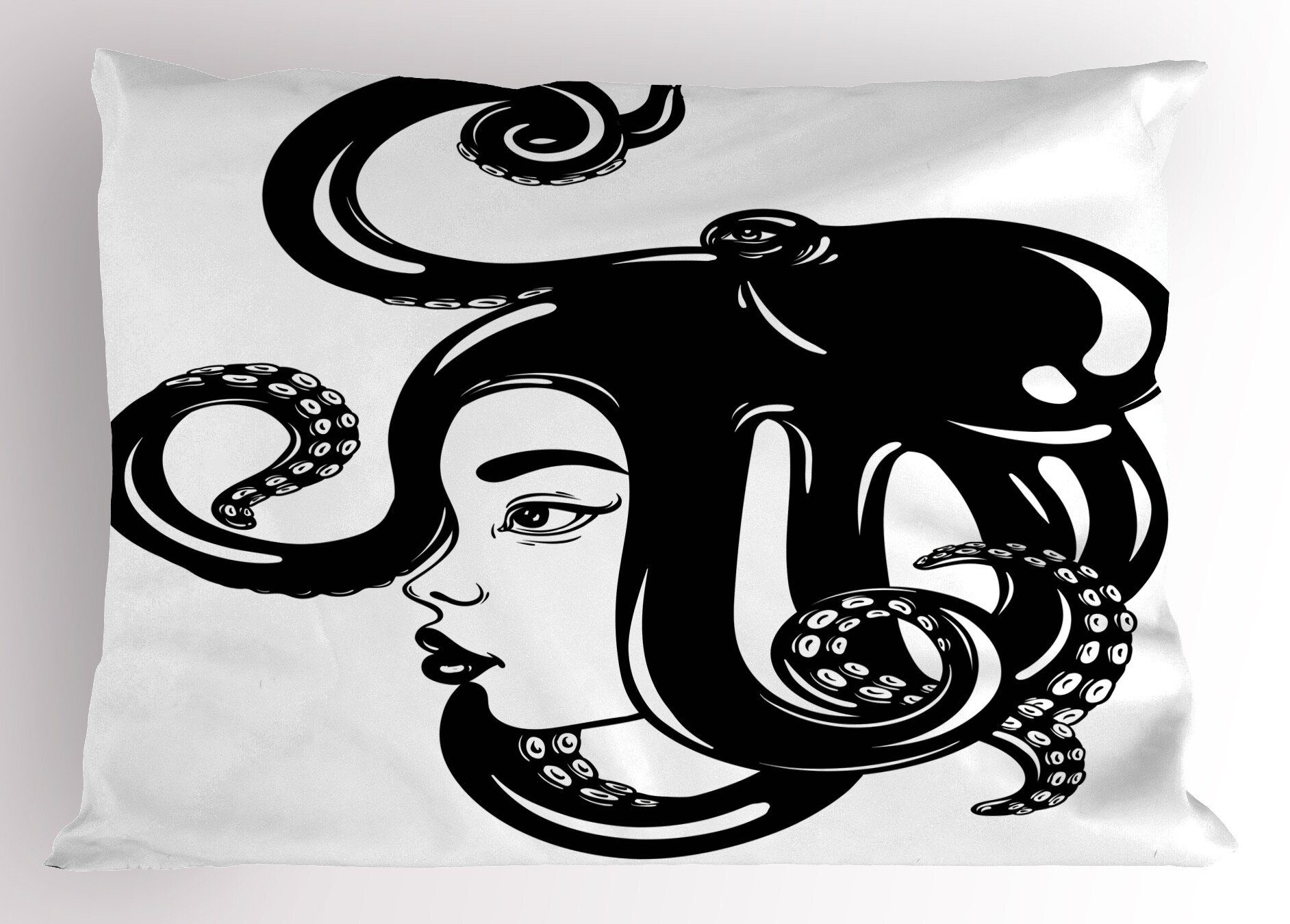 Kissenbezüge Dekorativer Standard auf Kopf Gedruckter Size King Octopus Stück), Kunst Abakuhaus (1 Seeungeheuer Kissenbezug