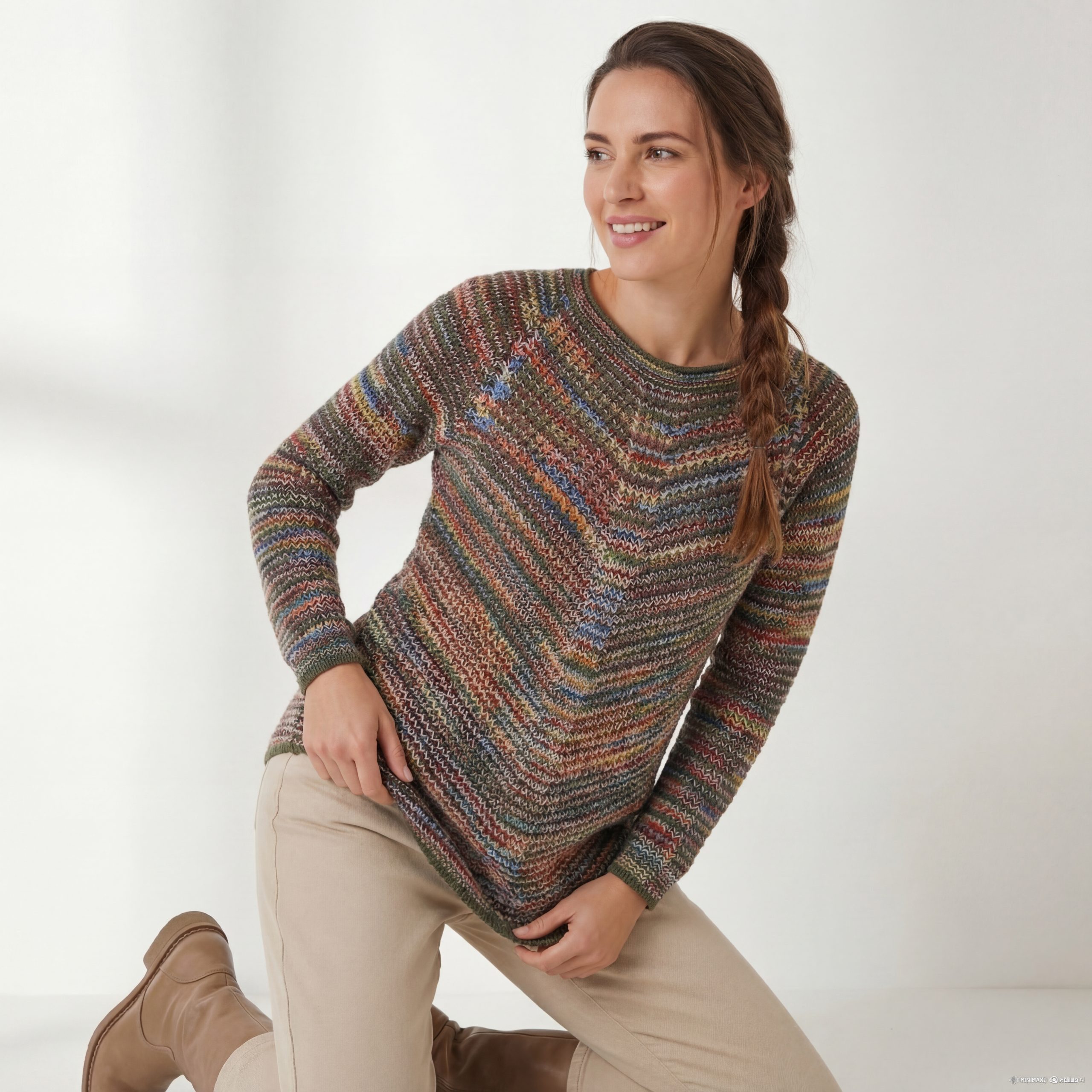 Strickpullover Damen Strickpullover mit Rundhalsausschnitt