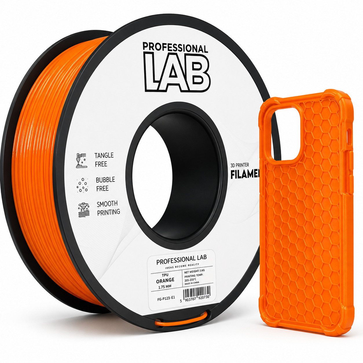 Prof. Lab Filament Flexibles TPU Filament für 3D Drucker 1,75mm 1 kg Filament, 95A Shore