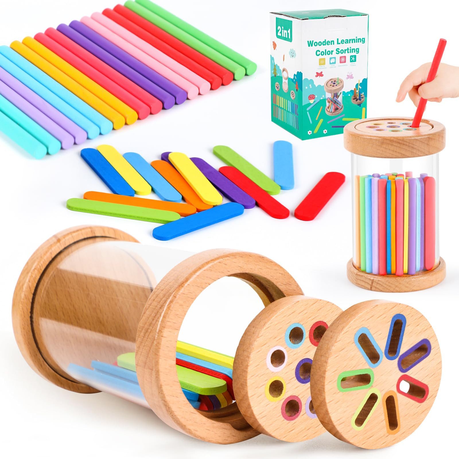 Lernspielzeug Montessori Spielzeug ab 1 2 3 Jahr, Holzspielzeug Kinder