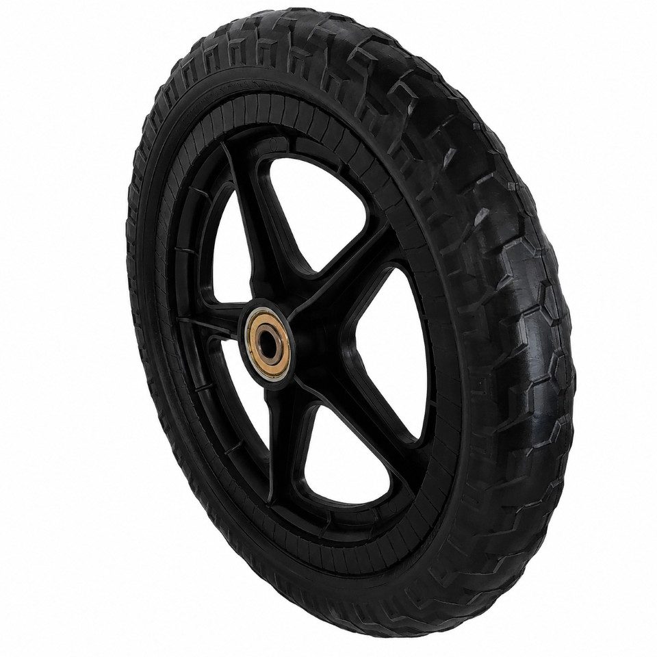 FunSport-Factory Ersatzrad 12 Zoll Komplettrad Vollgummi für Scooter Tretroller Kunststofffelge, Pannensicher, wartungsfrei, abriebfest, Kunststofffelge, Vollgummi