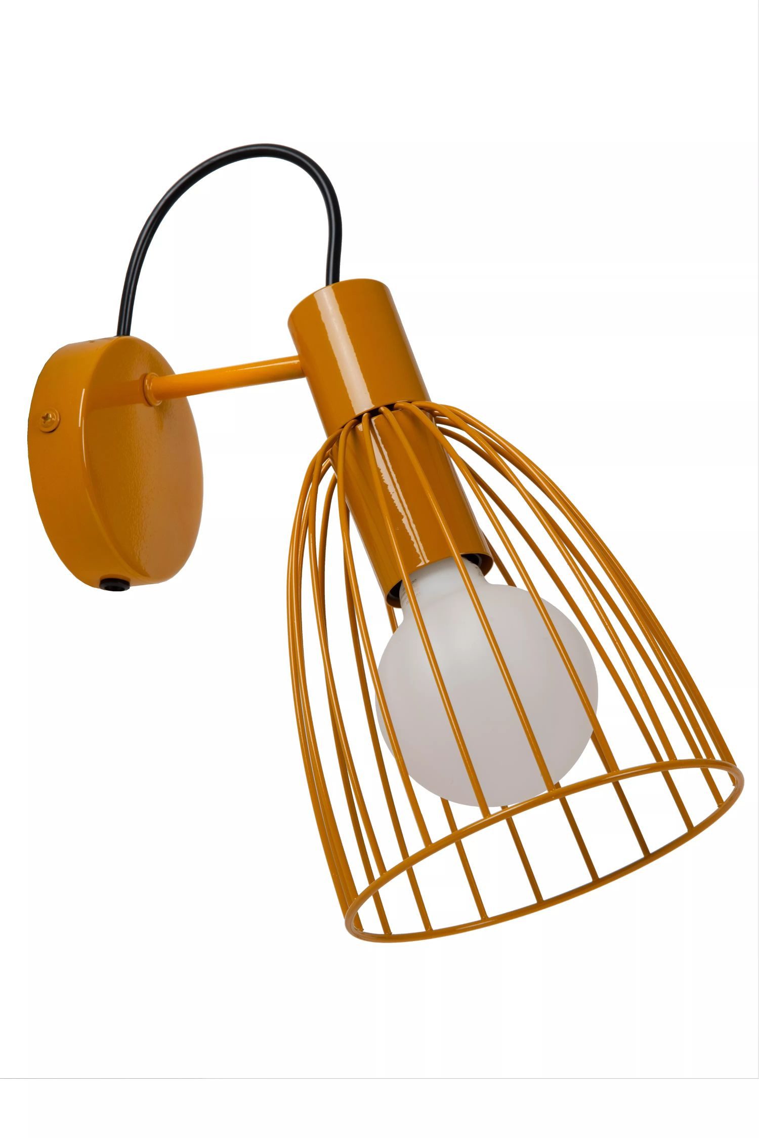 Licht-Erlebnisse Wandstrahler NAVIK, ohne Leuchtmittel, Ockergelb Metall Draht Strahler verstellbar E27 B:15 cm Kinderzimmer