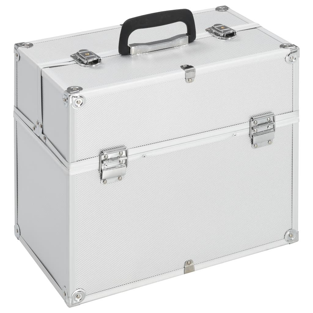 vidaXL Kosmetikkoffer Kosmetikkoffer 38x23x34 cm Silbern Aluminium