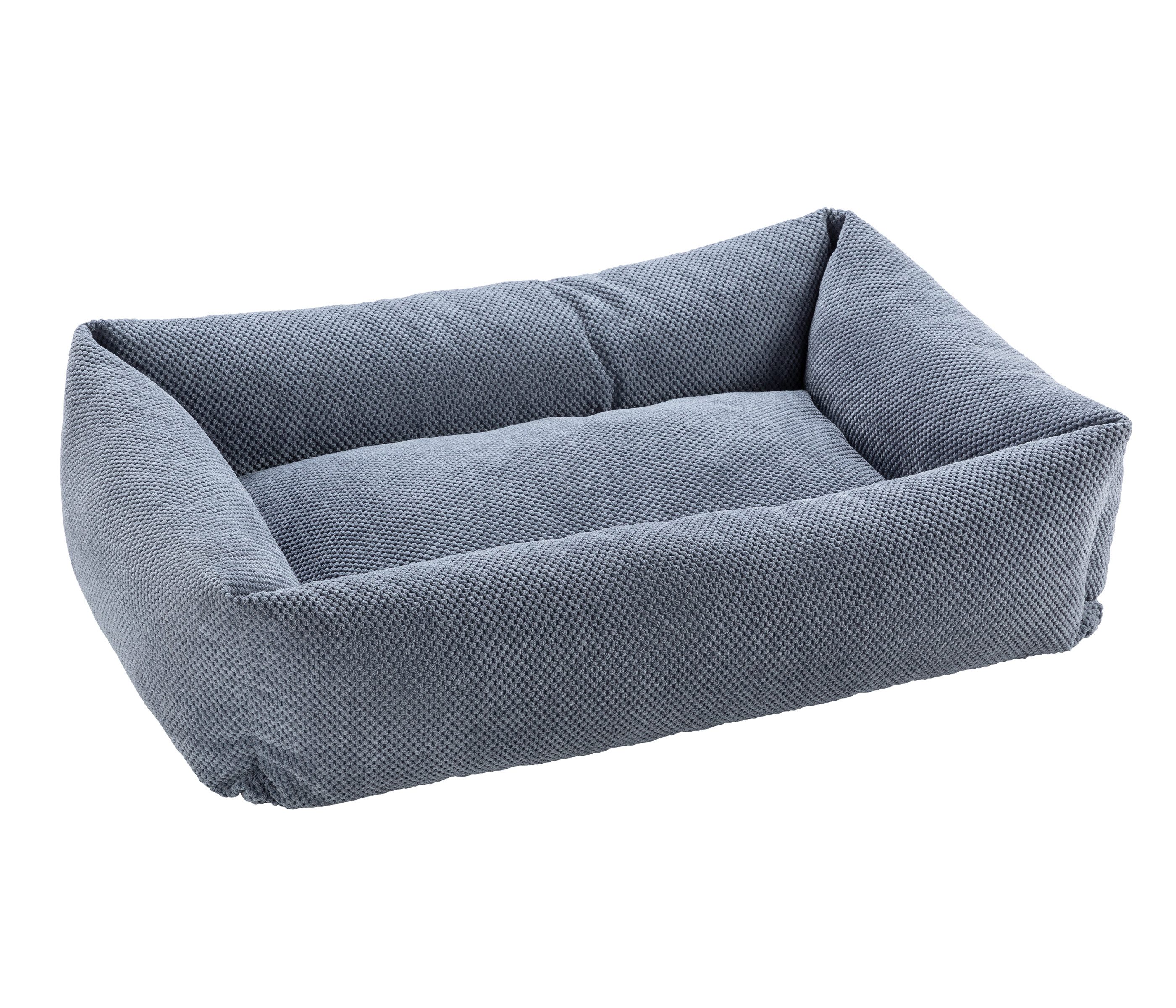 Dehner Tierbett Premium Hundebett Kenai, rechteckig,100 x 25 x 80 cm, grau / blau, pflegeleichtes und waschbares Hundekissen, Tiergröße L