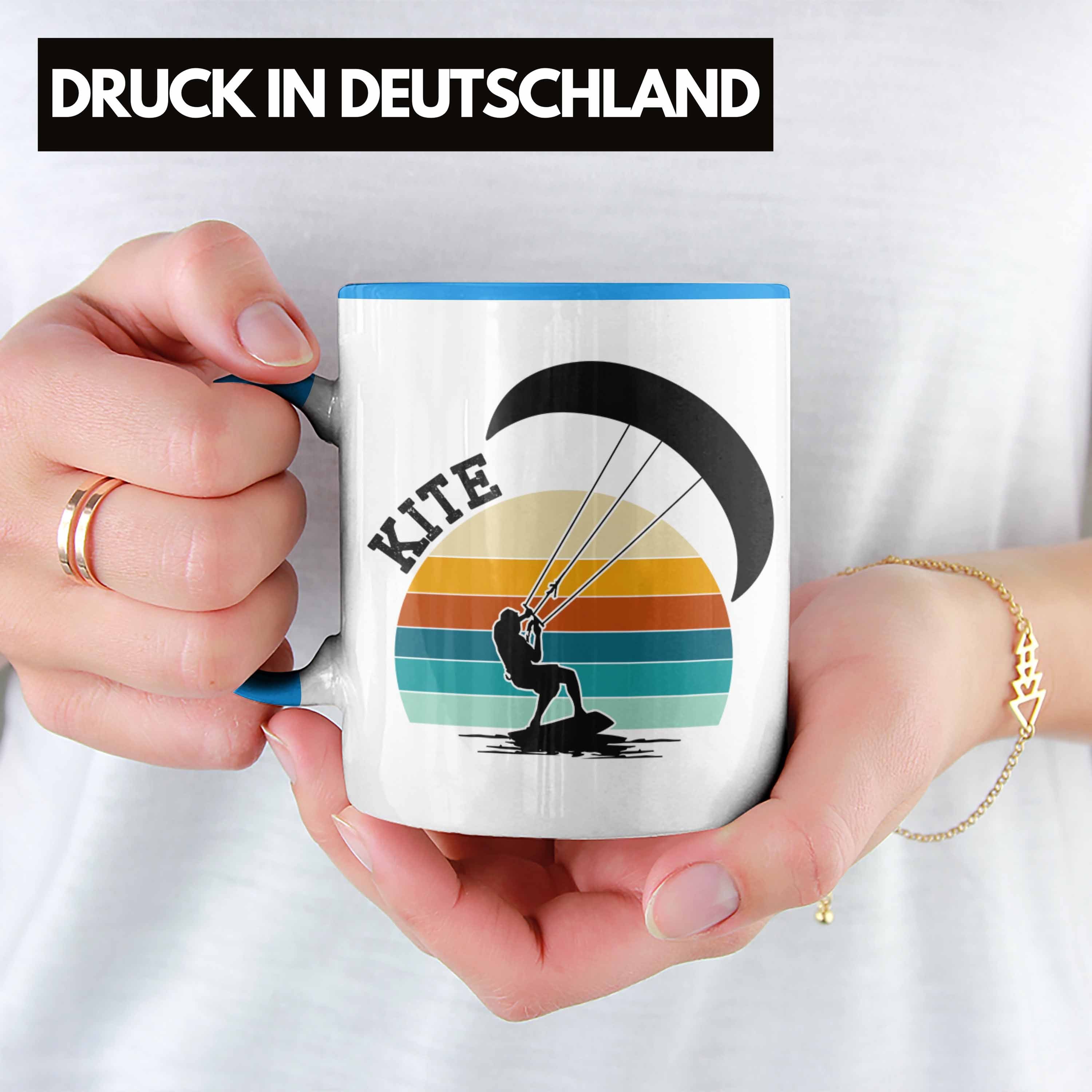 Weihnachten Hobby Trendation Trendation Surf Kite Kitesurfing Blau Tasse - Geschenk Geschenkidee Tasse Geburtstag